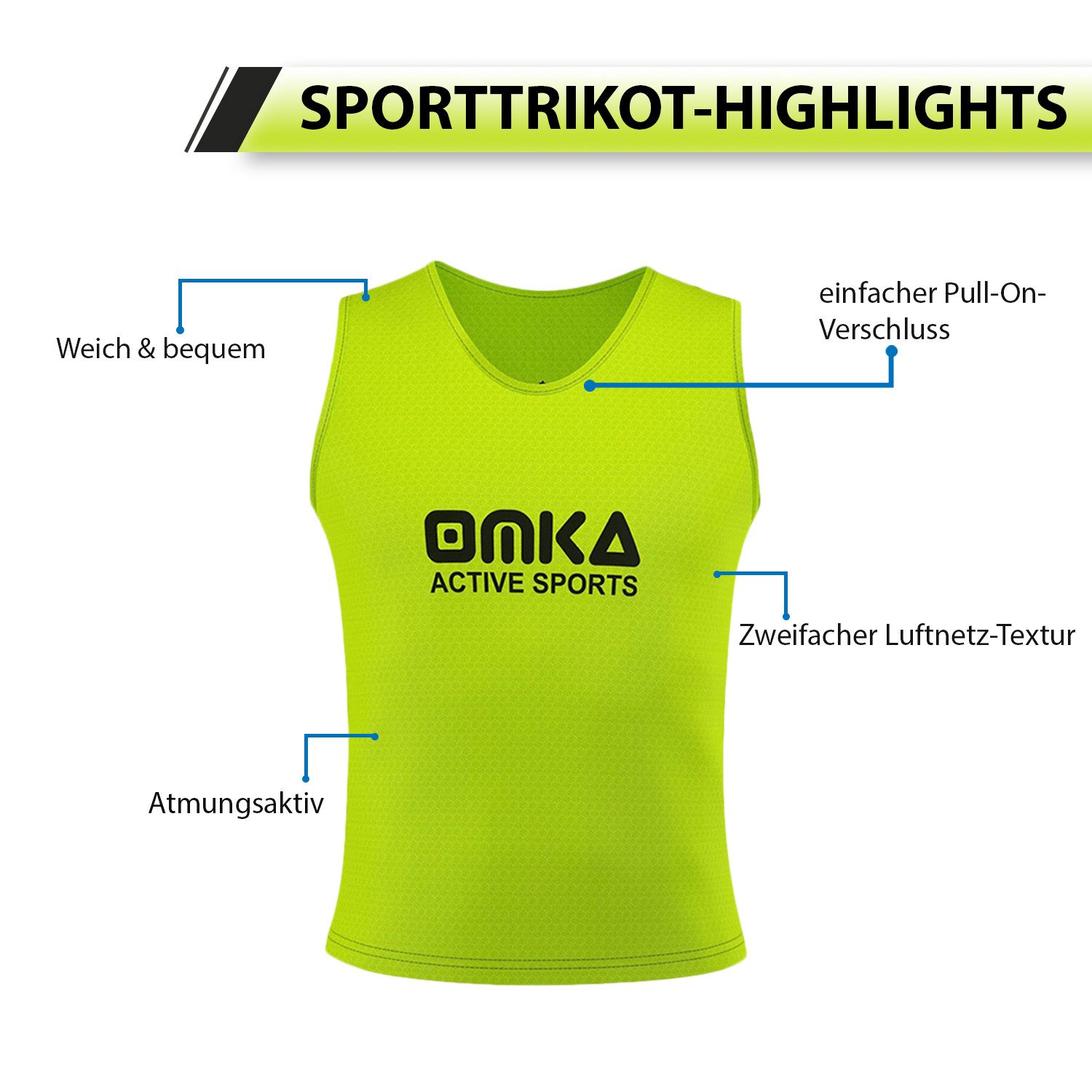 OMKA Trainingsleibchen OKLB01 12er Pack (Spar-Set, 12er-Pack) 12x OMKA Fußball Leibchen Trainingsleibchen