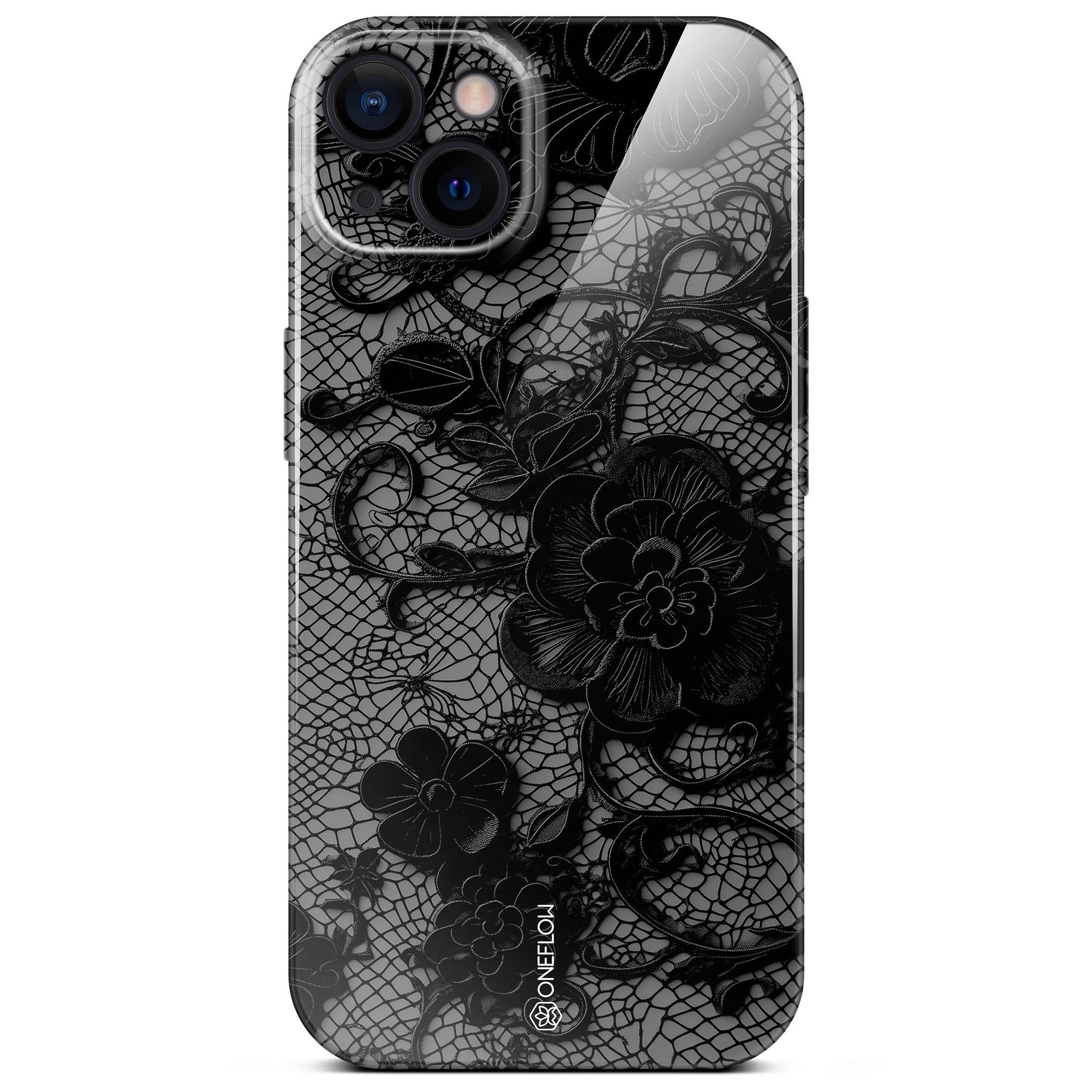 ONEFLOW Handyhülle für iPhone 13 Splash Cover Lace Spitze Schwarz 6,1 Zoll, Hülle mit Design Muster Designer Case Kameraschutz Handy Schutzhülle