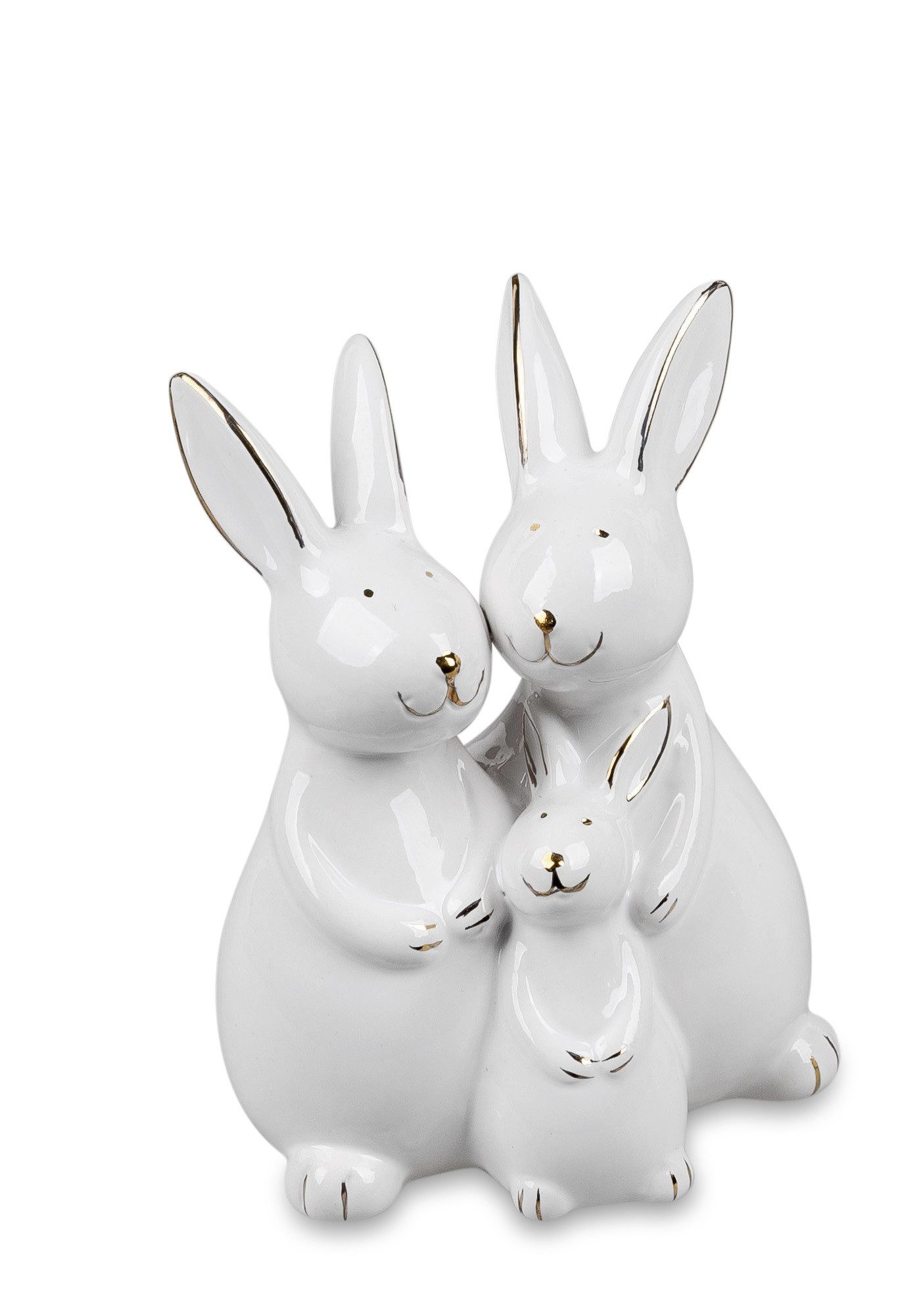 formano Osterhase Hasenfamilie Hasen Hase Ostern weiss-gold Steingut Auswahl