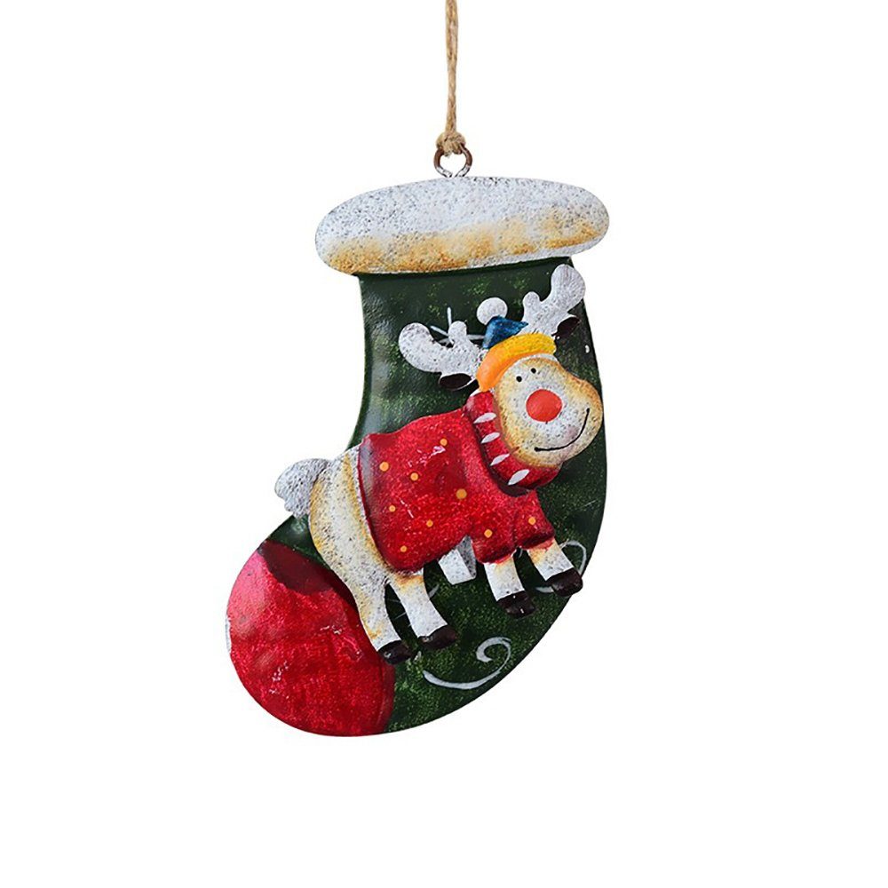 Orbeet Christbaumschmuck Weihnachtsbaum Hängende Dekoration Ornamente Eisen Anhänger Weihnachts strumpf grün