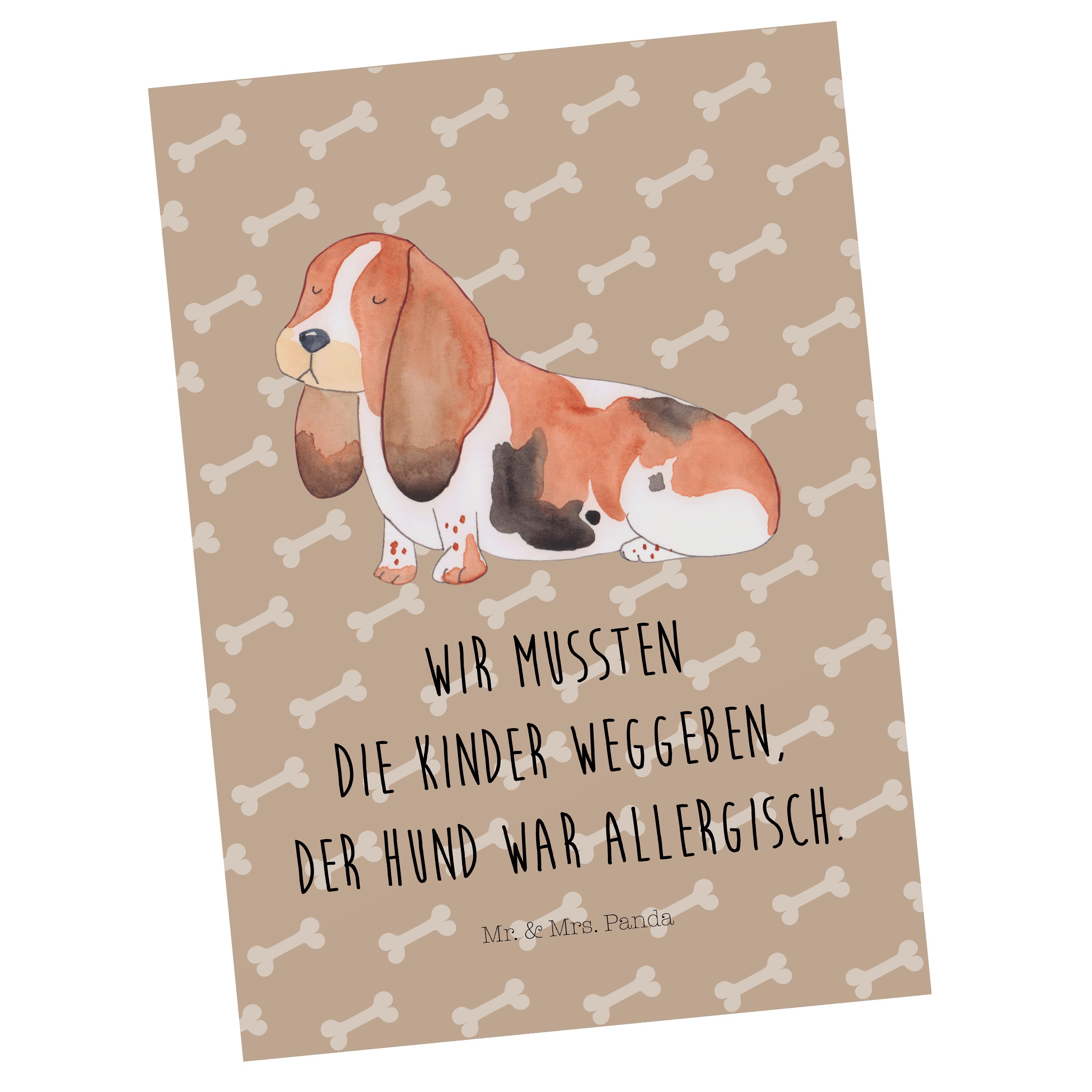 Mr. & Mrs. Panda Postkarte Hund Basset Hound - Hundeglück - Geschenk, Tierliebhaber, Karte, Hund