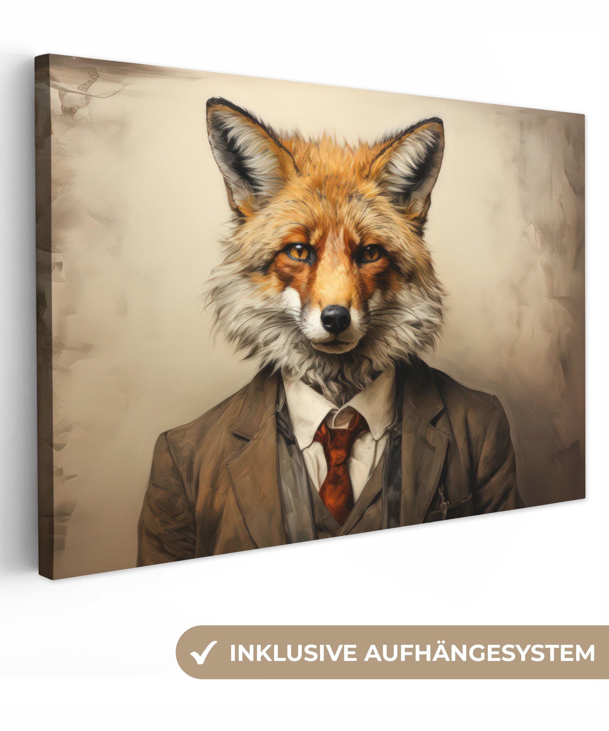 OneMillionCanvasses® Leinwandbild Vintage - Fuchs - günstig online kaufen