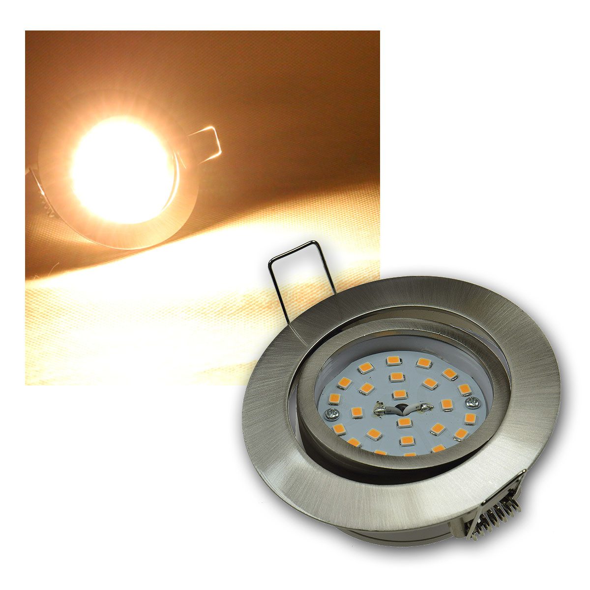 ChiliTec LED Deckenspot Einbaustrahler Flat-32 Edelstahl LED warmwei 470lm, warmweiß