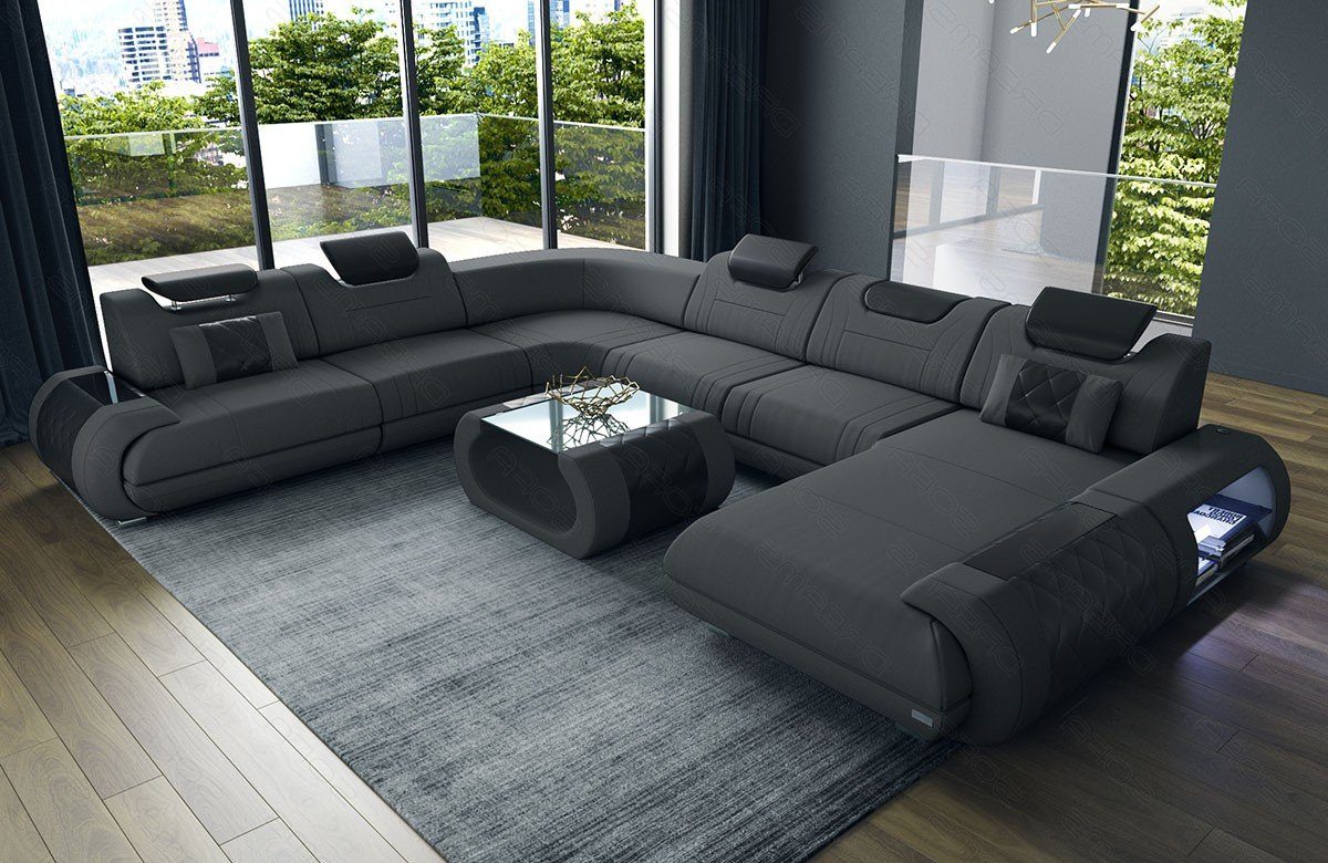 Sofa Dreams Wohnlandschaft Polsterstoff Stoff Sofa Rimini XXL M Mikrofaser Stoffsofa, Couch wahlweise mit Bettfunktion