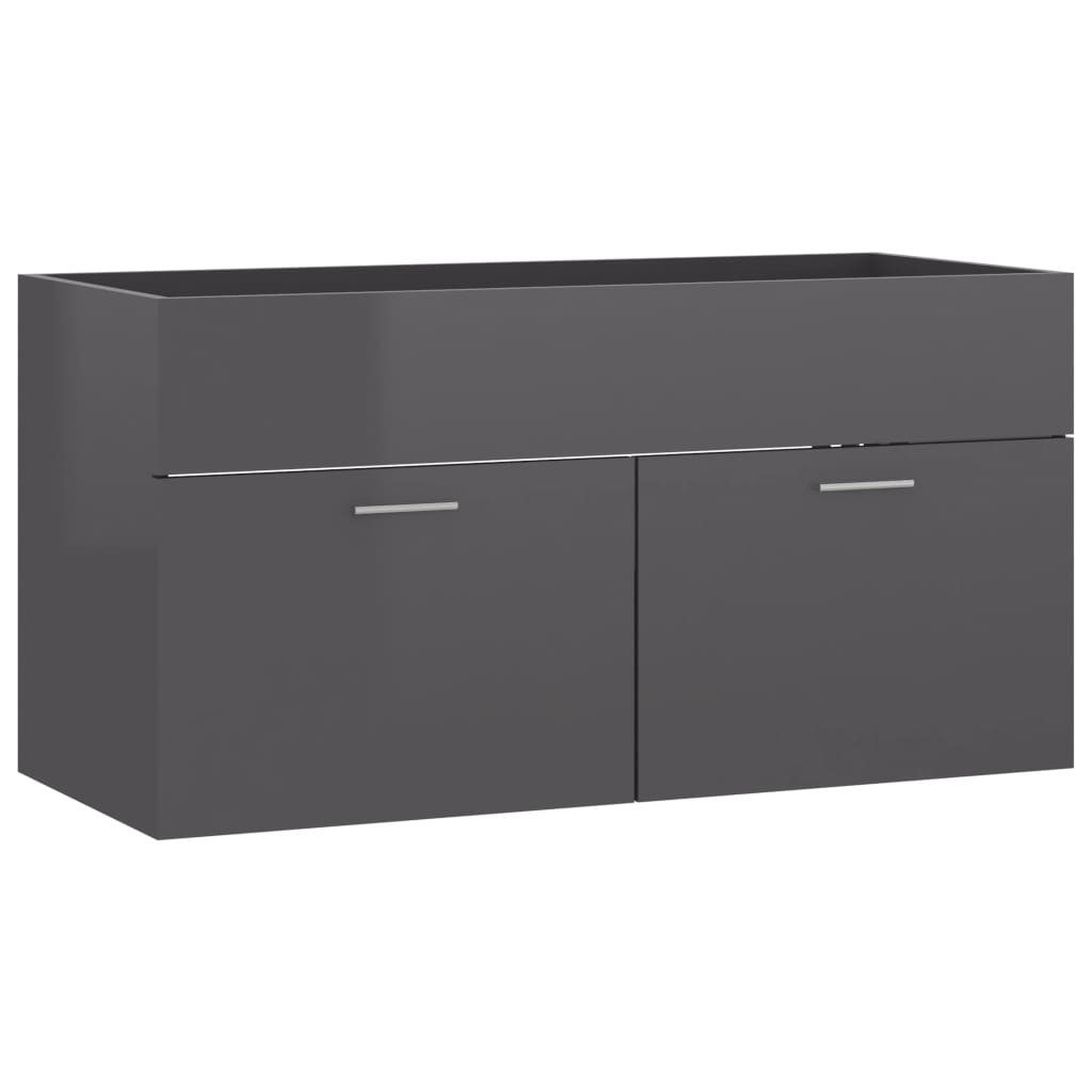 vidaXL Badezimmer-Set Waschbeckenunterschrank Hochglanz-Grau 90x38,5x46cm, günstig online kaufen