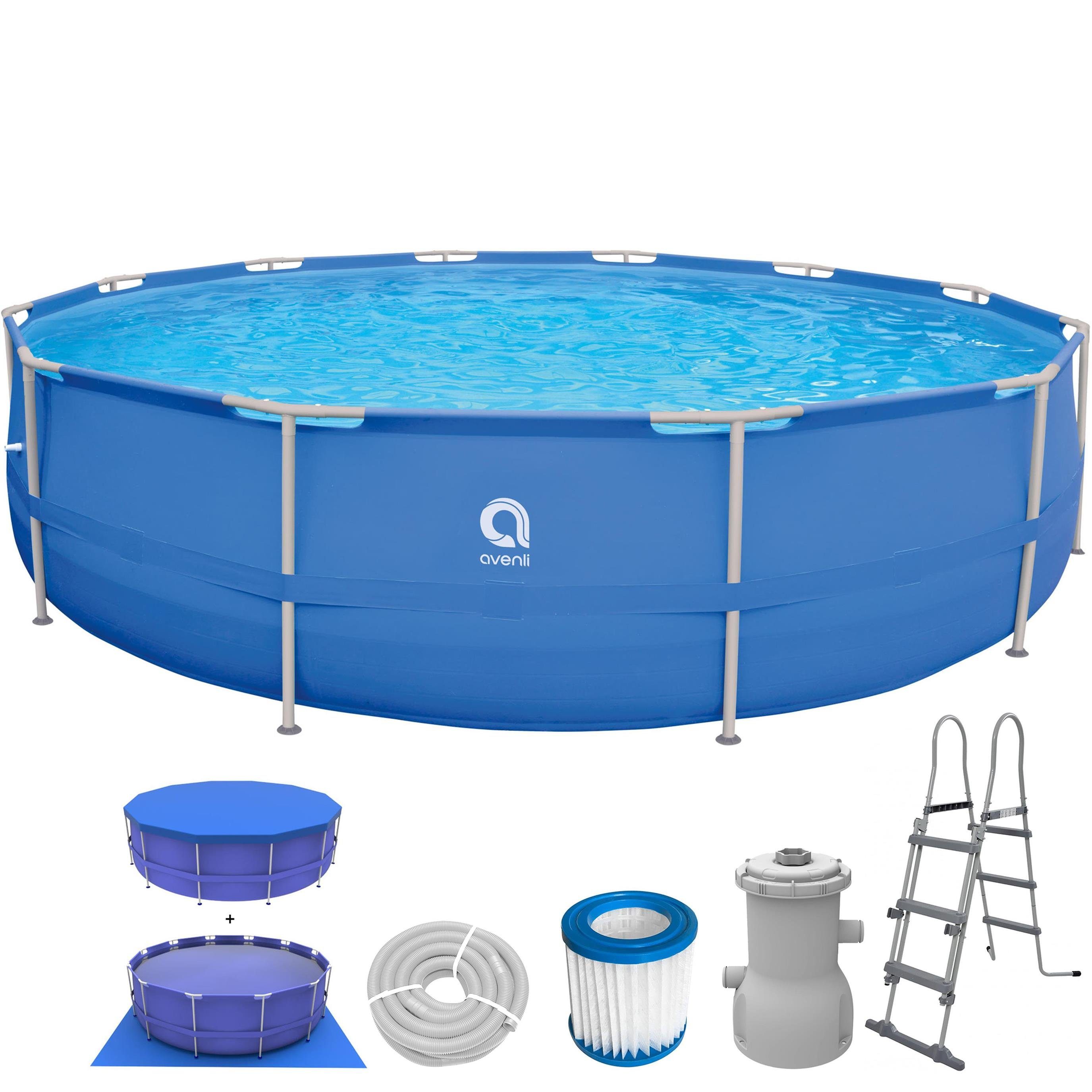 QUICK Up Pool rund 366x84 cm Schwimmbad mit Sandfilter Swimmingpool Filterballs 