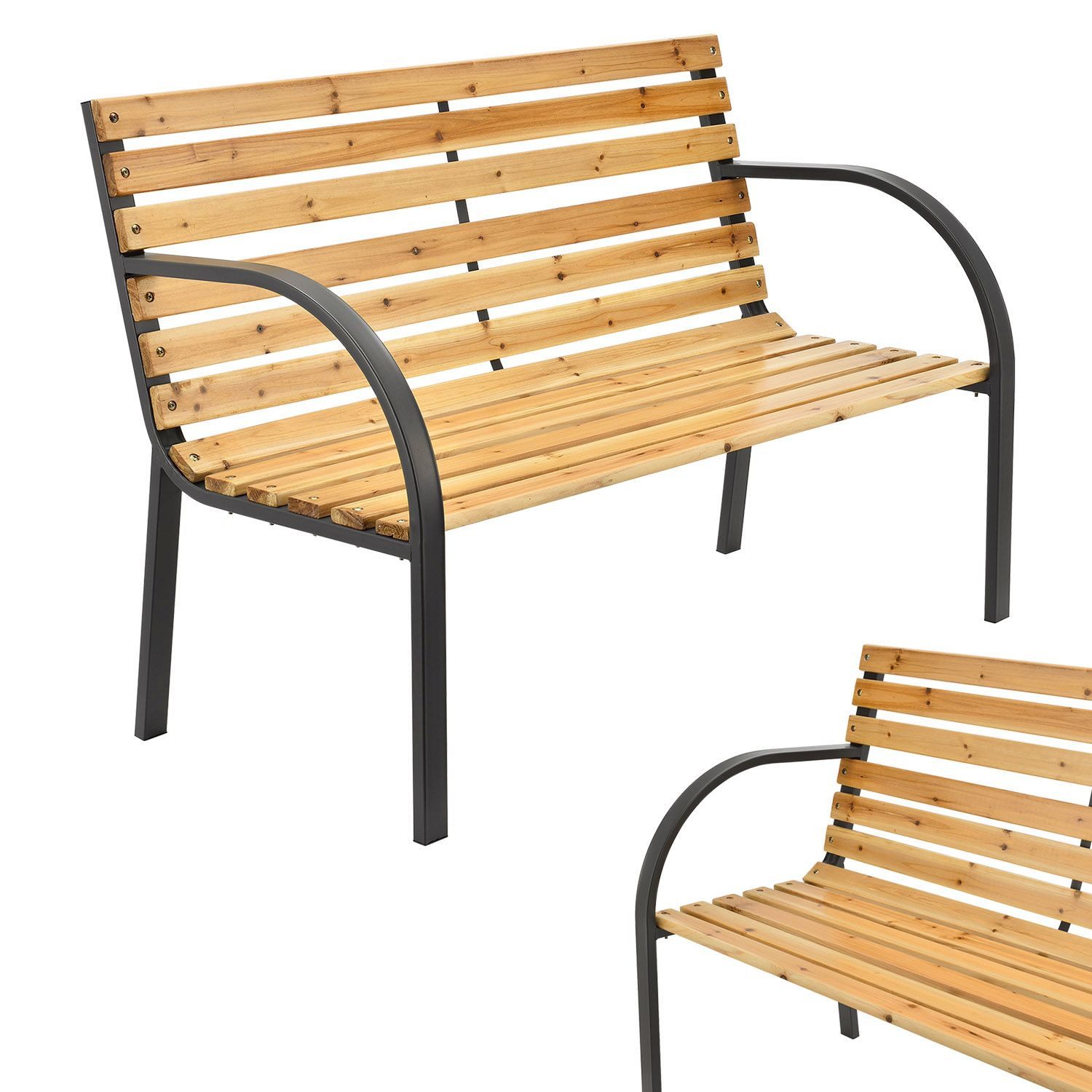 Juskys Gartenbank Modena, bequeme Rückenlehne, wetterfeste Materialien, für 2 Personen