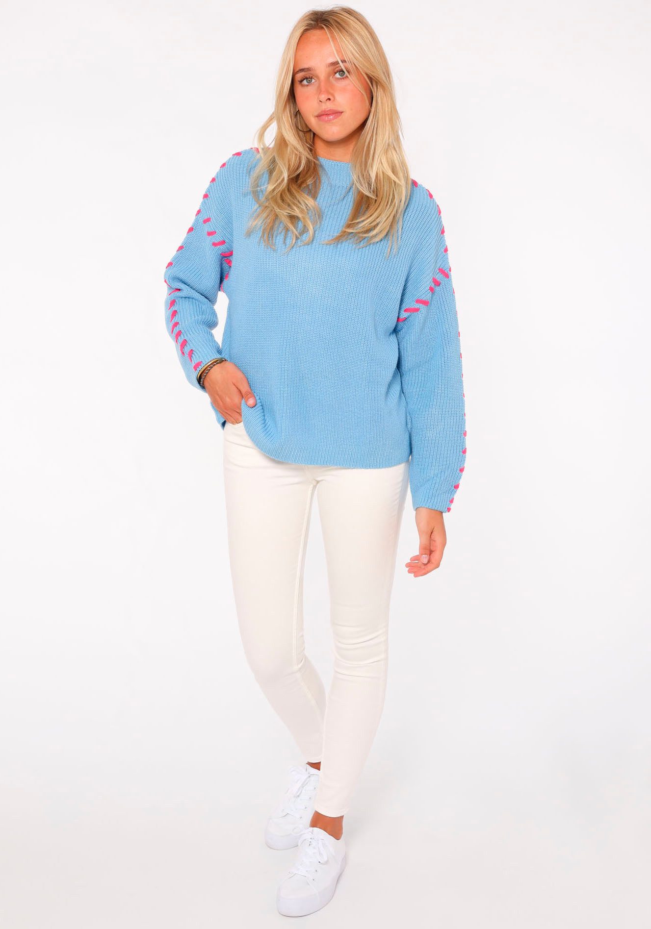 Zwillingsherz Strickpullover "Stitching" mit kontrastfarbigen Nähten günstig online kaufen
