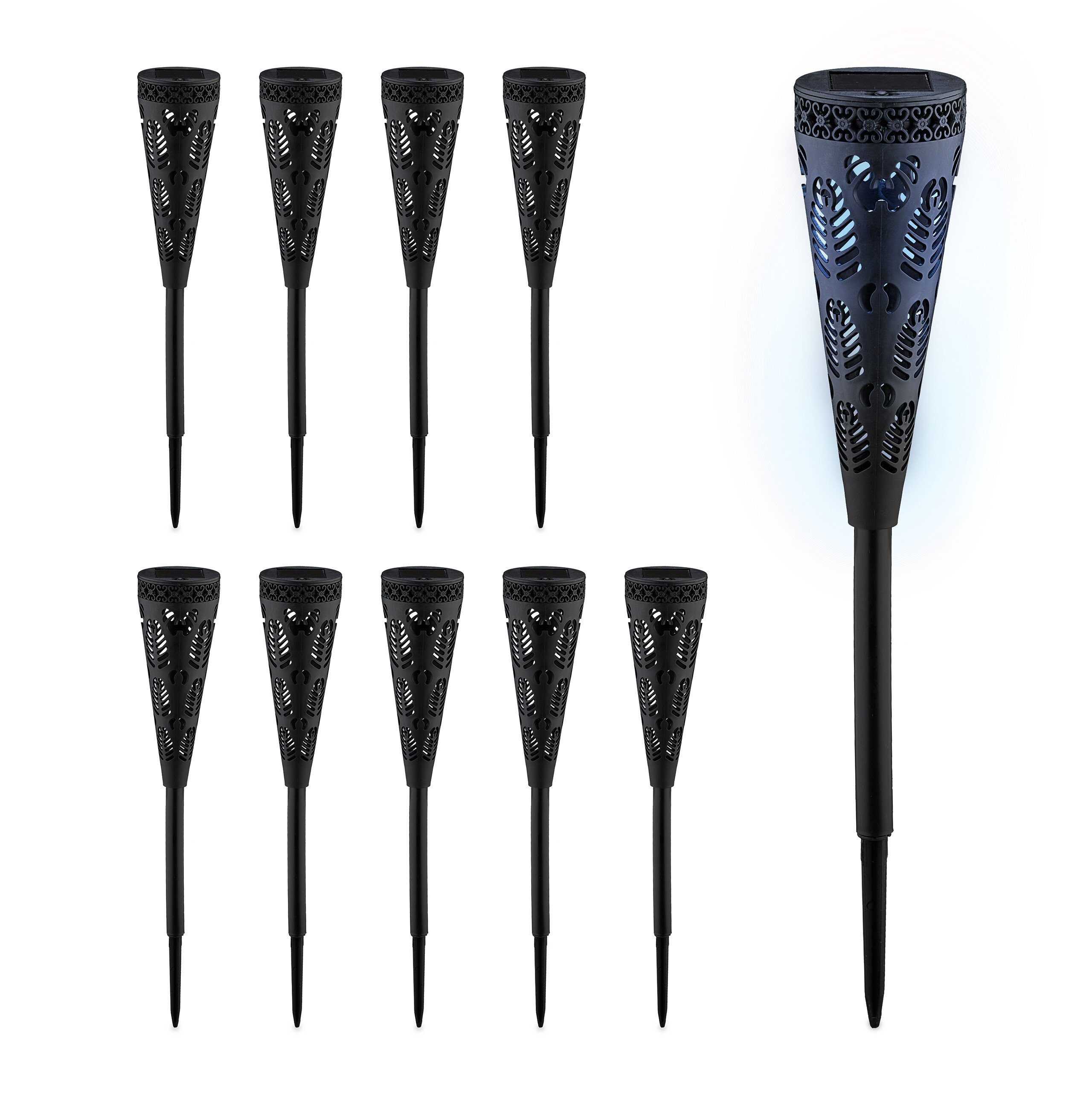 relaxdays LED Solarleuchte Solarlampen-Set mit Lichteffekt, günstig online kaufen