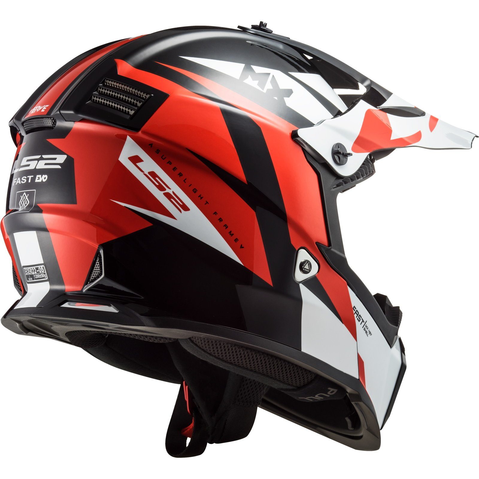 LS2 Motorradhelm LS2 MX437 Fast EVO Mini Strike schwarz / weiß / rot (1er Set), motorradhelm kinder