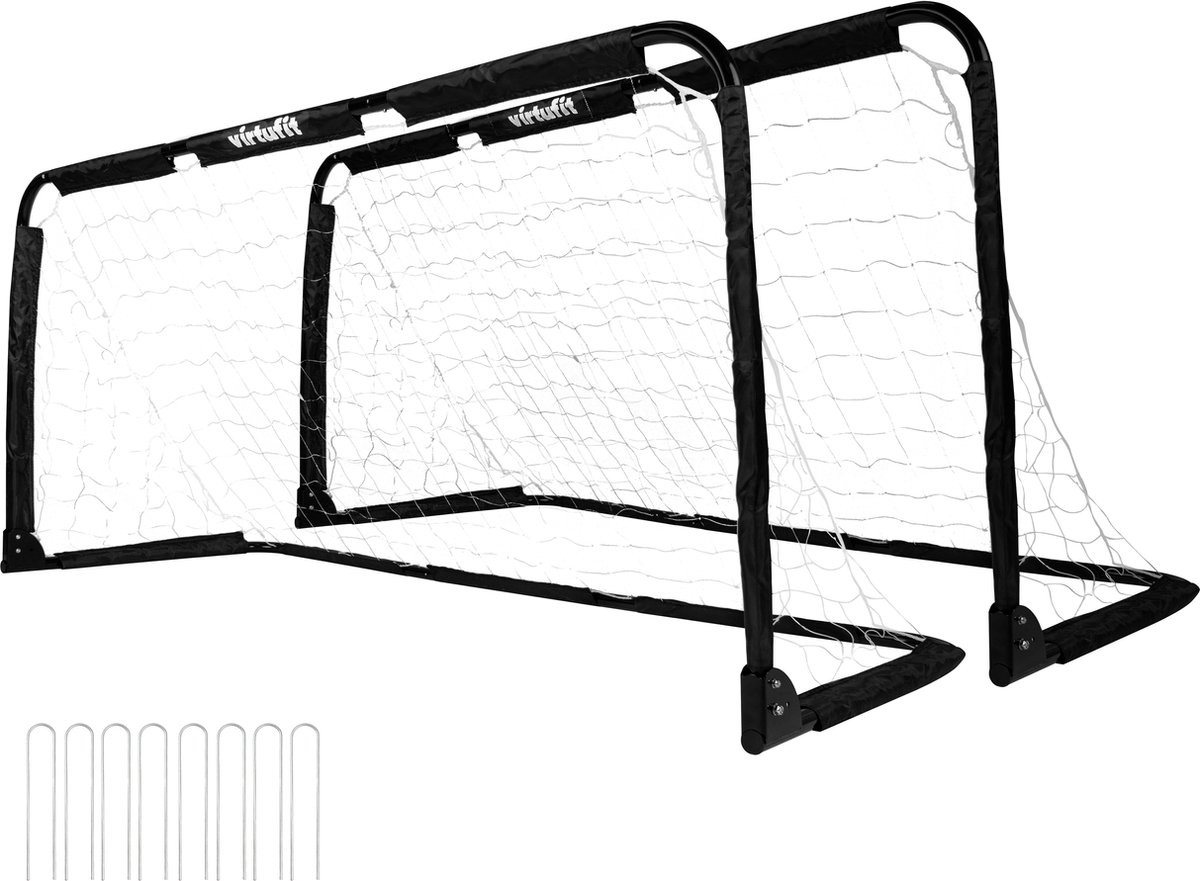 VirtuFit Fußballtor Klappbar - 90 x 60 cm - Set von 2 - Schwarz