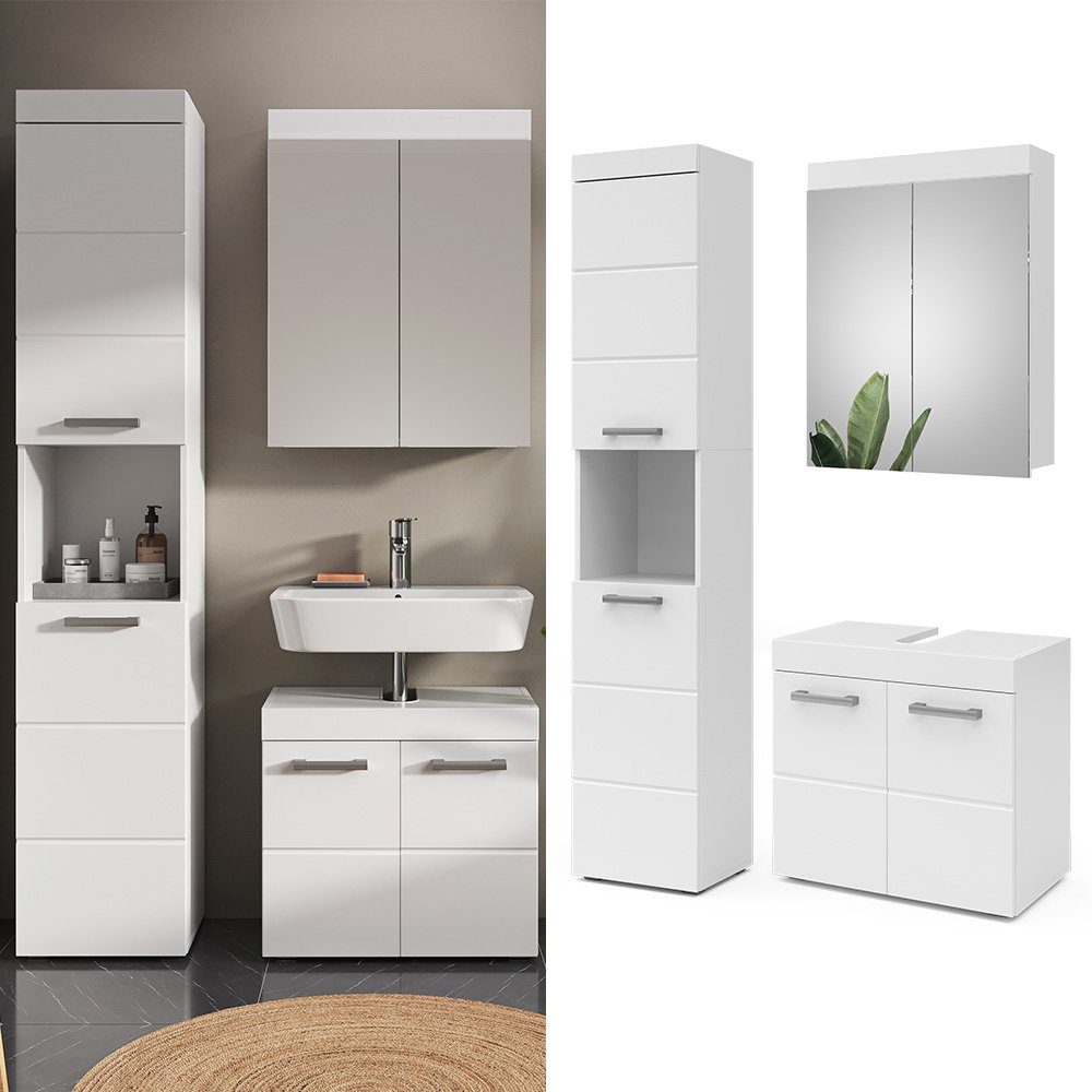 Vicco Badmöbel-Set Luna, Weiß, 3 Teile, günstig online kaufen