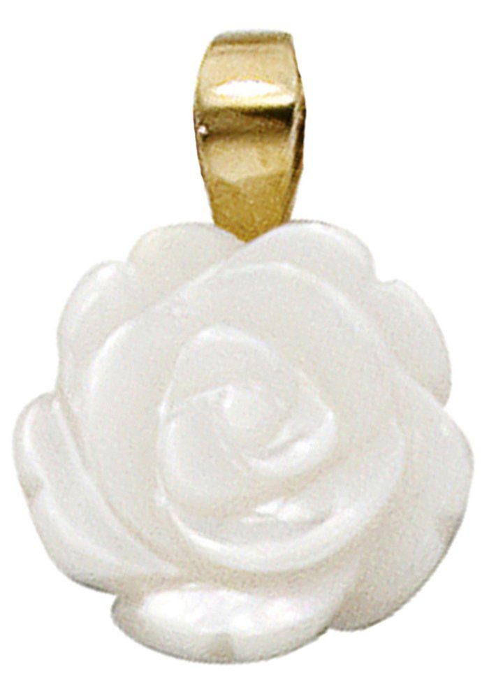 Blumenanhänger Anhänger Rose, mit JOBO Gold Perlmutt 333