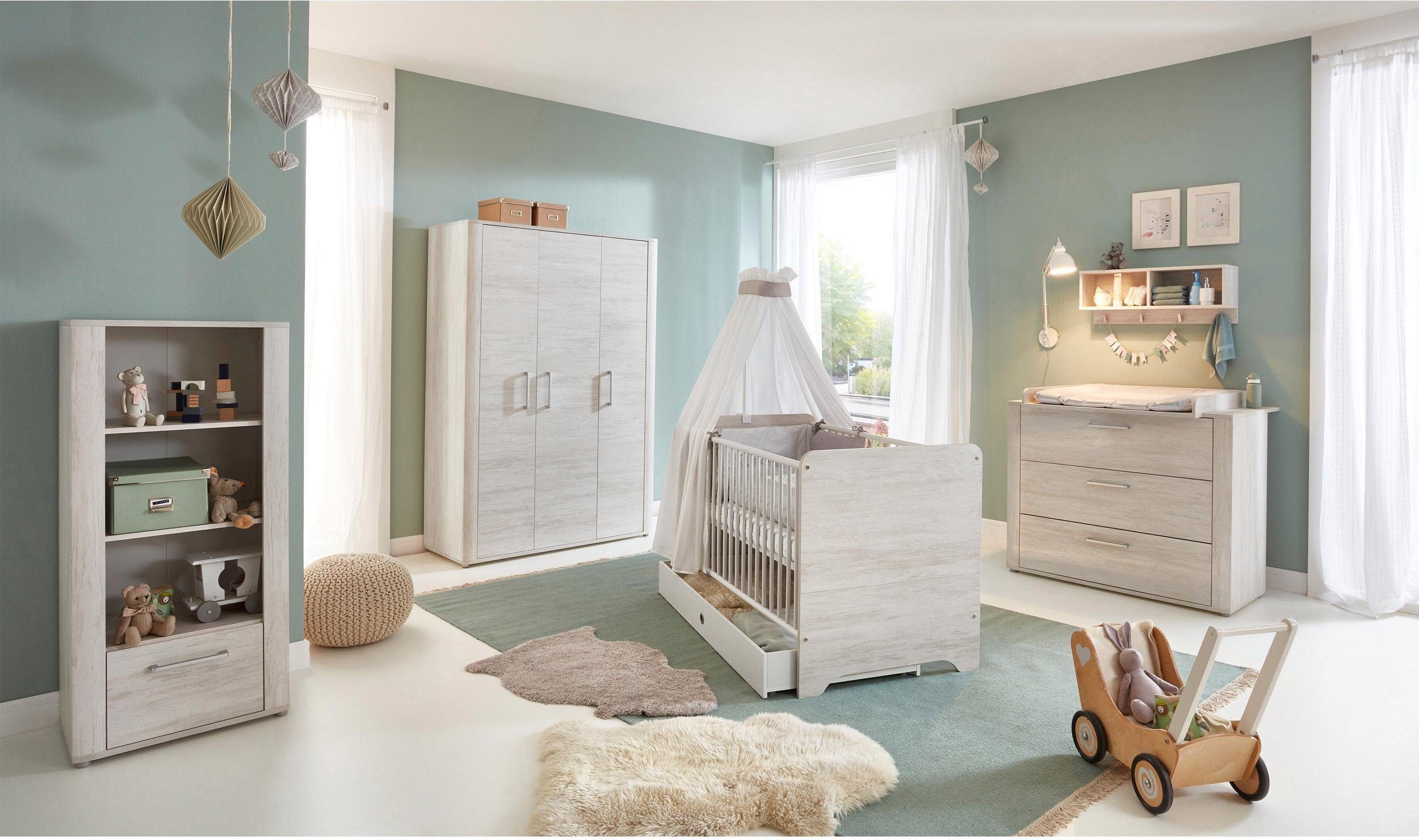 Möbel Babymöbel arthur berndt Babyzimmer-Komplettset Leon, (Set, 3-St), Made in Germany; mit Kinderbett, Schrank und Wickelkommo