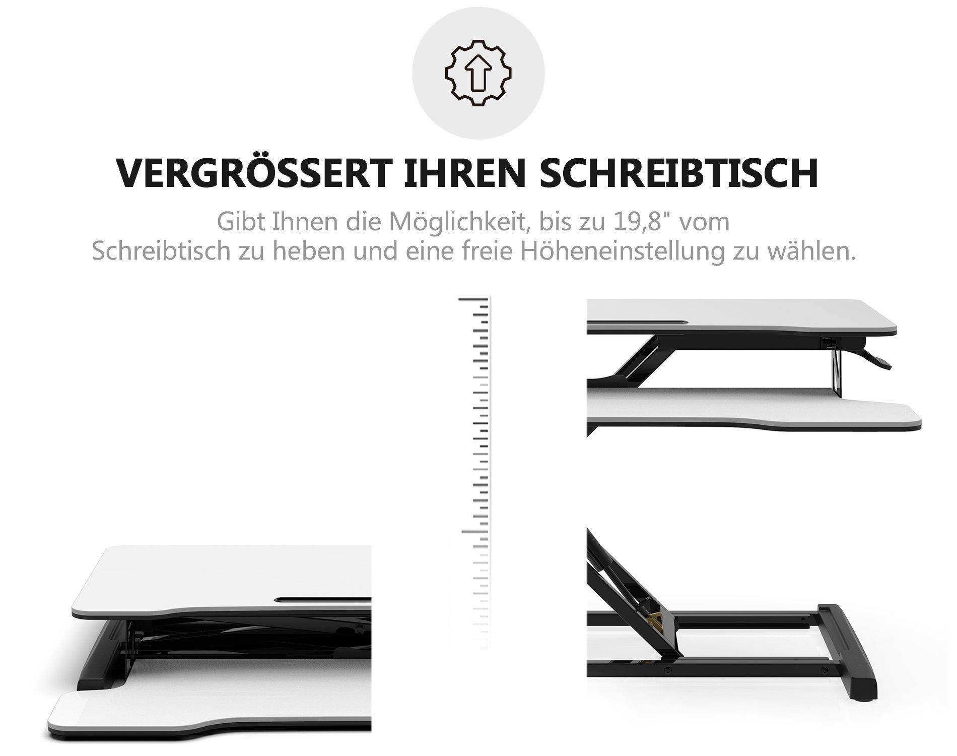 FITUEYES Monitorständer 91,5 cm breite, Bildschirmerhöhung, Schreibtischaufsatz, (höhenverstellbar, mit integrierter Handy-Nut, rutschfeste Füße) – Bild 5 von 5