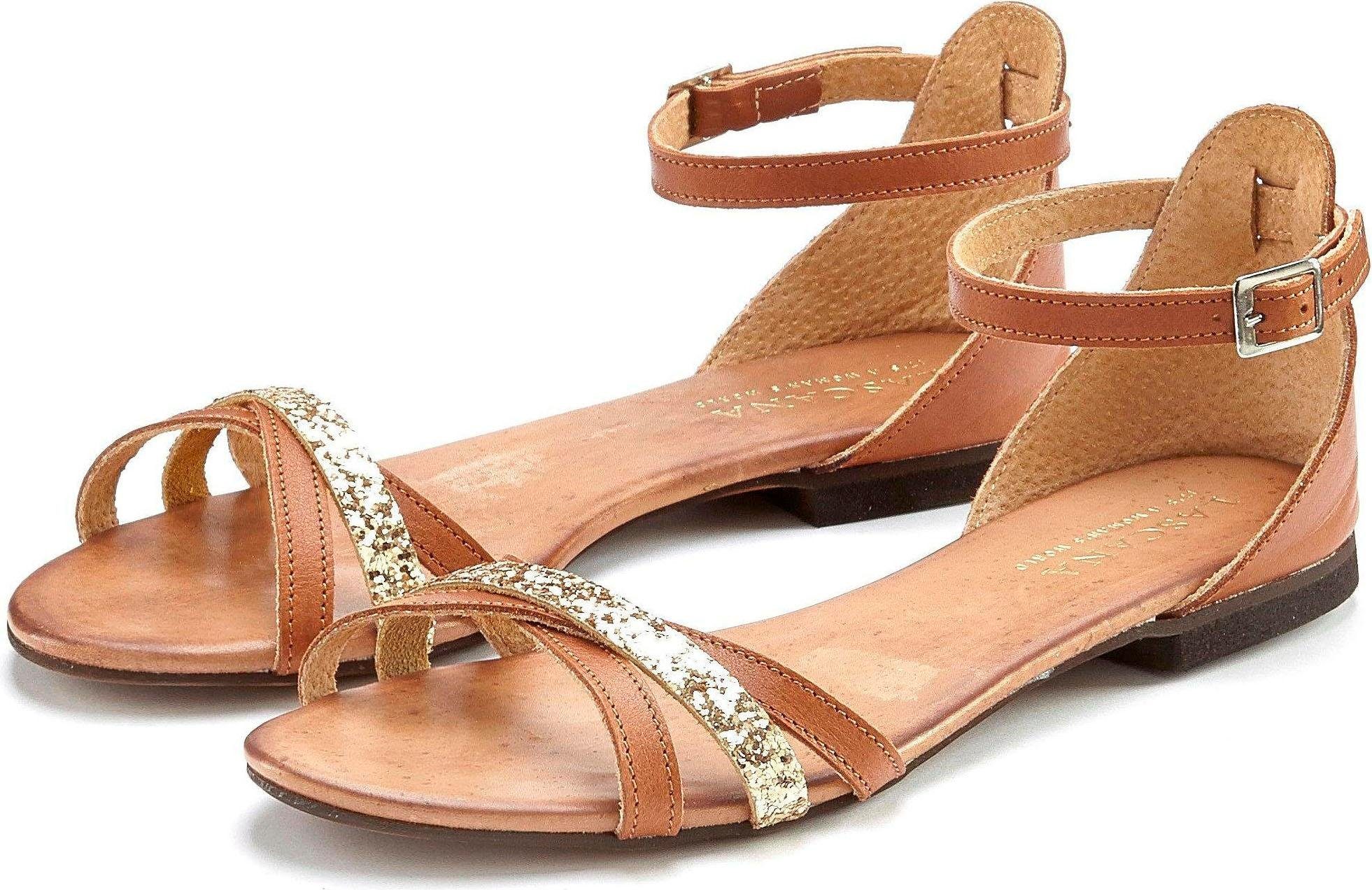 LASCANA Sandale aus Leder mit Glitzer-Riemchen | OTTO