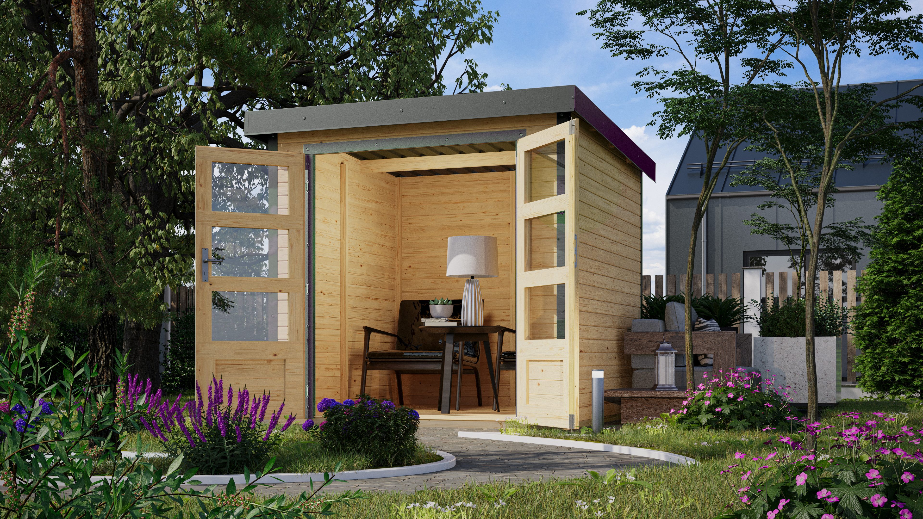 Karibu Gartenhaus Jupiterino 2, in verschiedenen Farben, BxT: 228,5x235 cm, Made in Germany