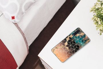 MuchoWow Handyhülle Abstrakt - Würfel - Gold - Muster - Luxus, Handyhülle Samsung Galaxy A30s, Smartphone-Bumper, Print, Handy