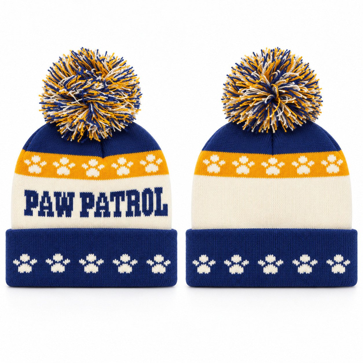 PAW PATROL Bommelmütze Paw Patrol Chase Kinder Jungen Winter Bommel Mütze Gr. 52-54