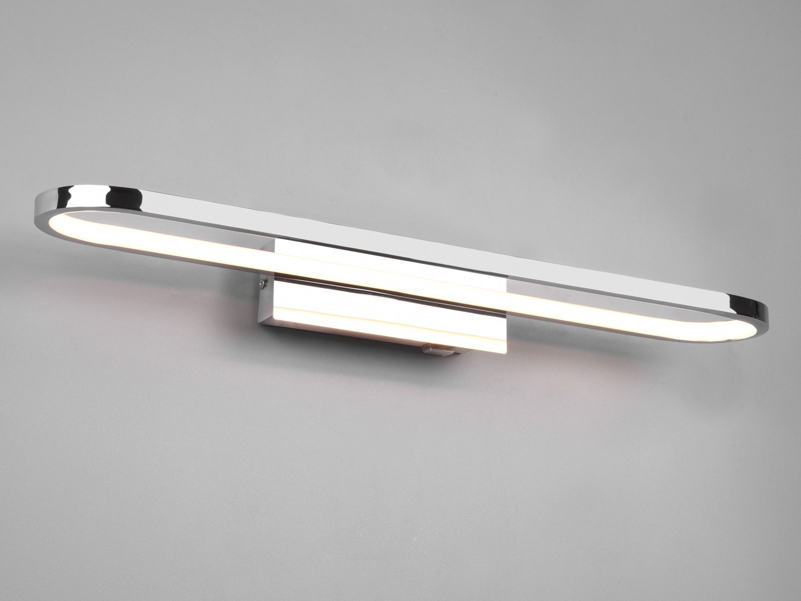 TRIO Leuchten LED Wandleuchte, LED fest integriert, Warmweiß, Ovale Bad-Lampe, Spiegel-Leuchte mit Schalter aus Metall, Breite: 60cm – Bild 3 von 5