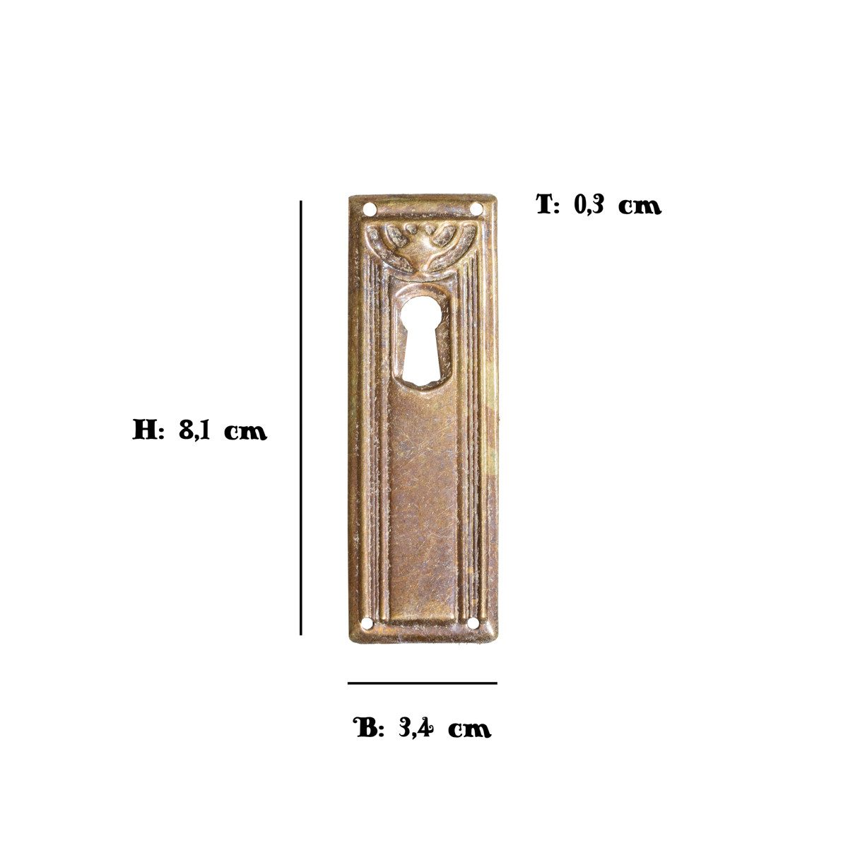 Antikas Möbelbeschlag Schlüsselplatte,Serie"Greven",6er Pack, Eisen in Messing