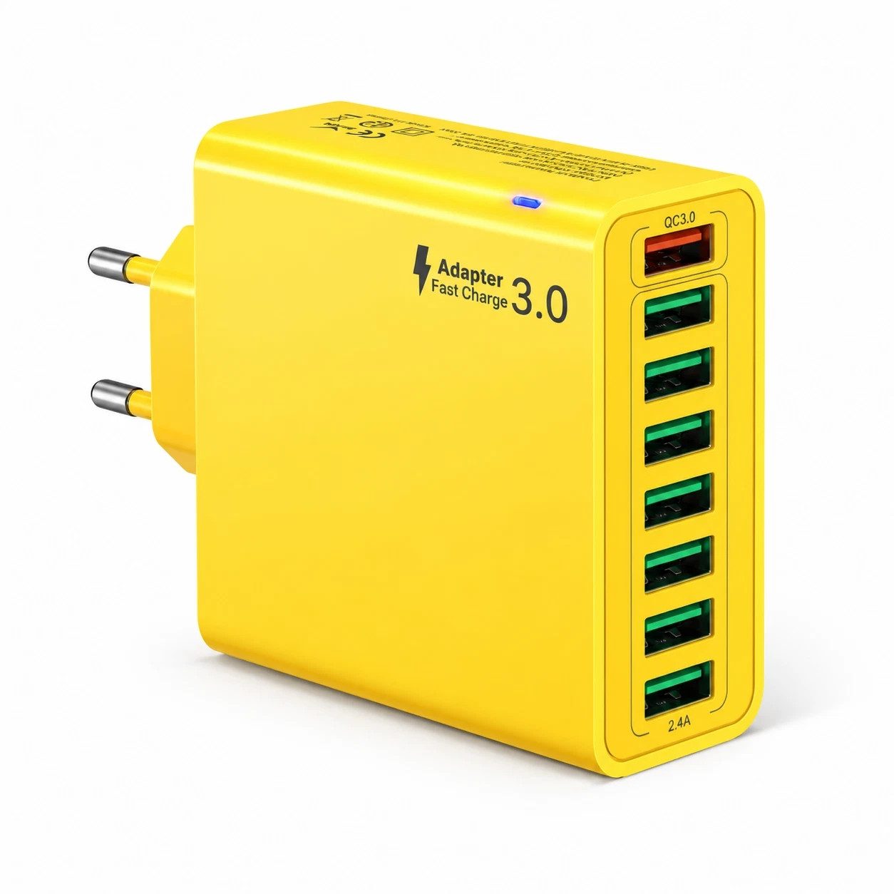 Bundviel 40W Netzteil Schnellladegerät Adapter 8 Ports Fast-Charging Ladegerät USB-Ladegerät (QC 3.0 Adapter Schnellladegerät)