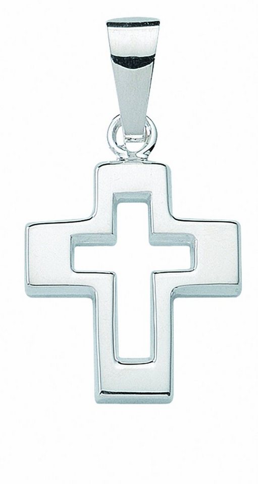 Adelia´s Kette mit Anhänger 925 Silber Kreuz Anhänger, Schmuckset - Set mit  Halskette, Maße des Anhängers - Breite 11,6 mm - Höhe 13,2 mm