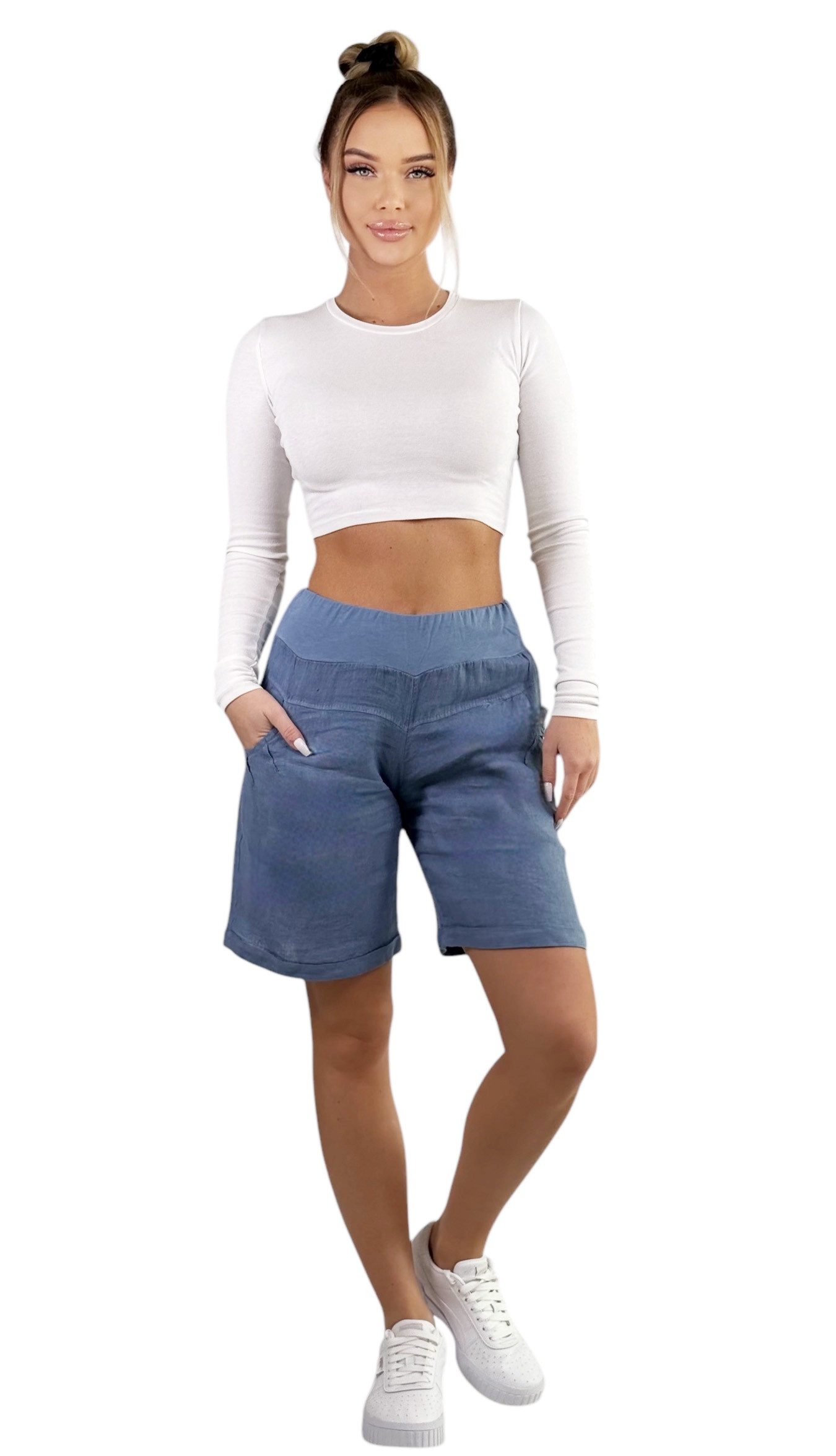 Mississhop Leinenhose 100 % Leinen Leinenshorts günstig online kaufen