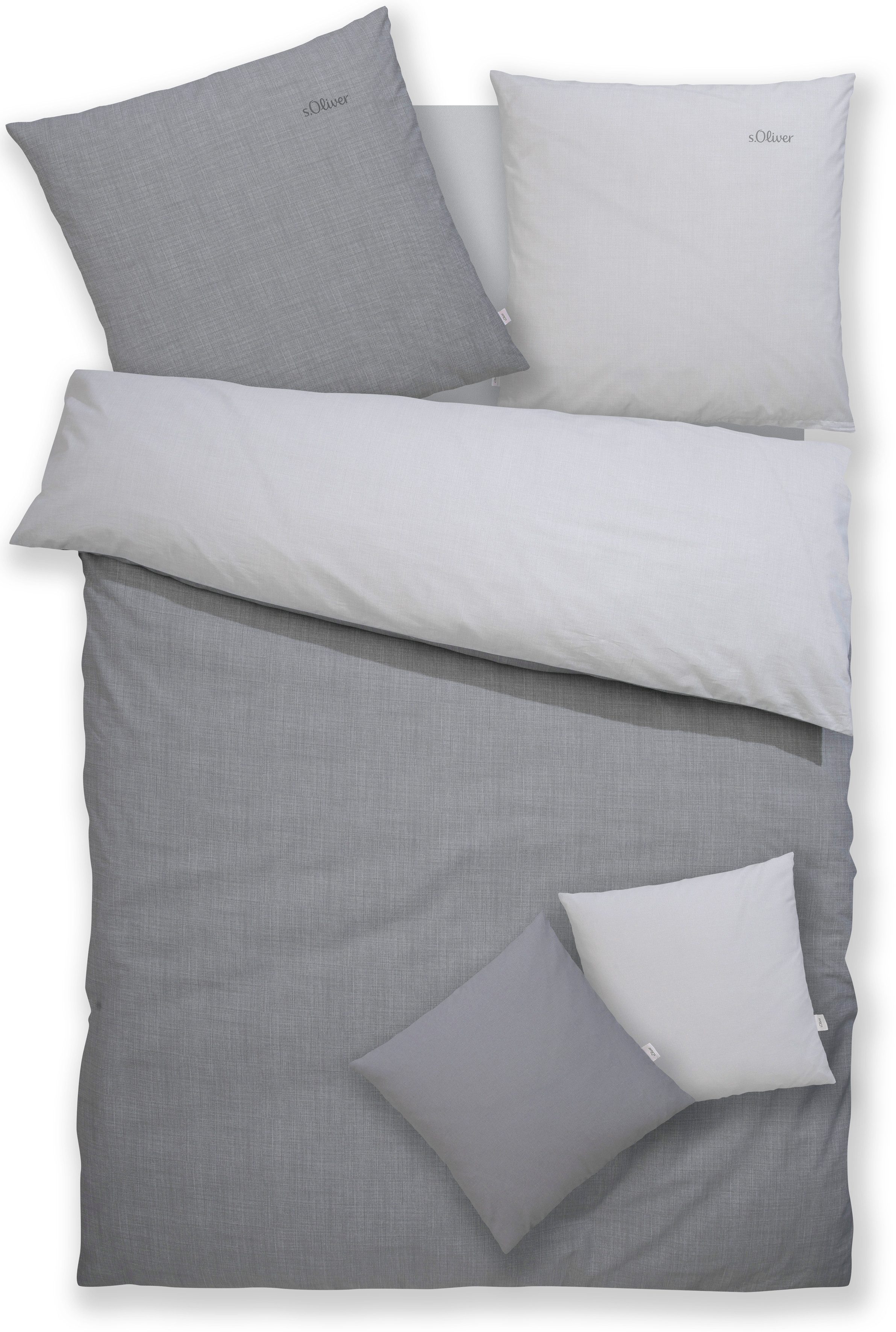 s.Oliver Wendebettwäsche MELINDA mit feiner Melange-Struktur, Baumwolle, Flanell, 2 teilig, Markenbettwäsche mit GRATIS-Zugabe: 2x Kissenhülle, mit Reißverschlu – Bild 2 von 5
