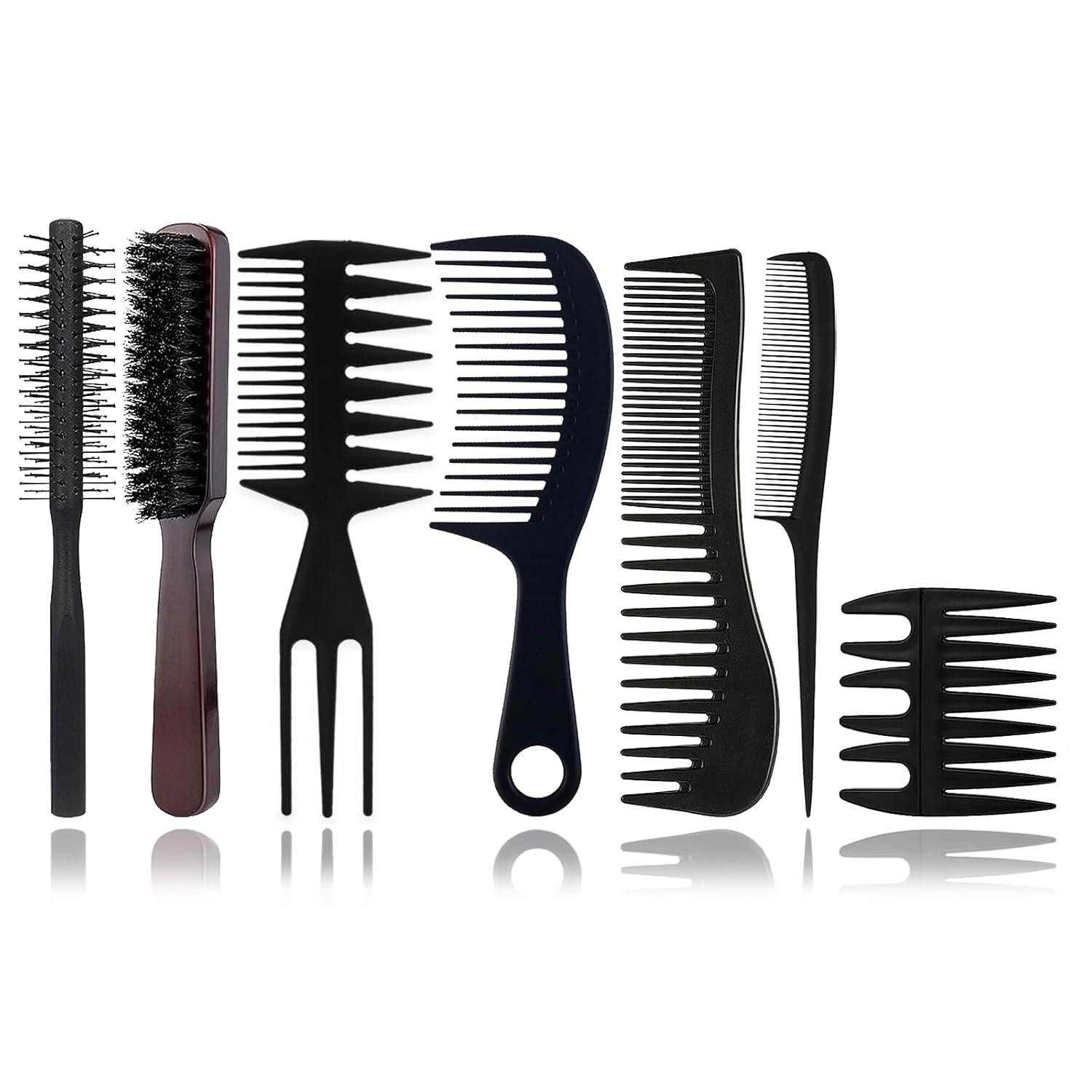 LuxusKollektion Расчески-Set 7-teiliges Kamm Set für Männer Haarstyling Locken Friseur Herren Beard
