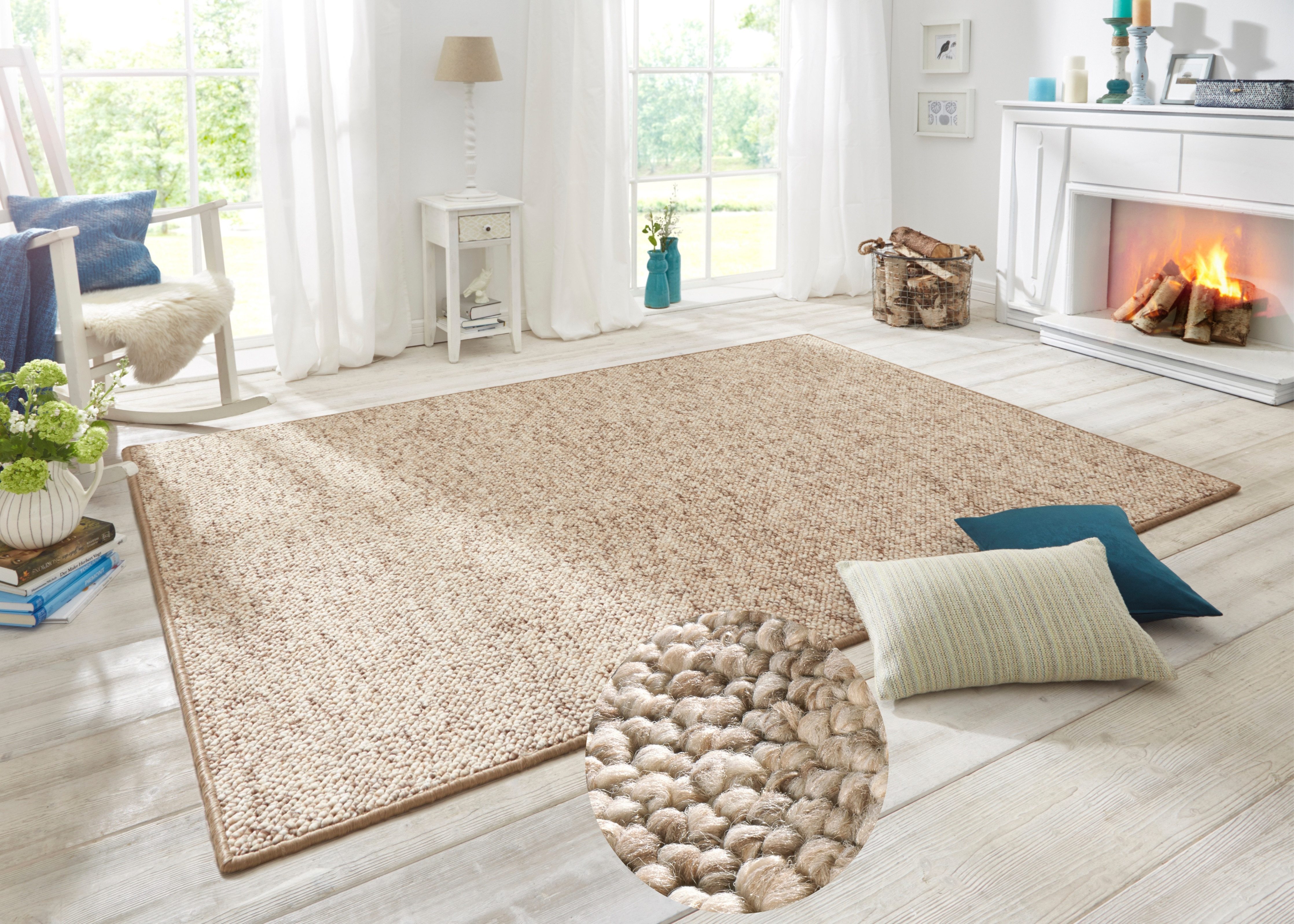 HANSE Home Teppich Wolly 2, rechteckig, Höhe: 12 mm, Flachgewebe, Läufer, Skandi, Woll-Optik, Esszimmer, Wohnzimmer, Flur