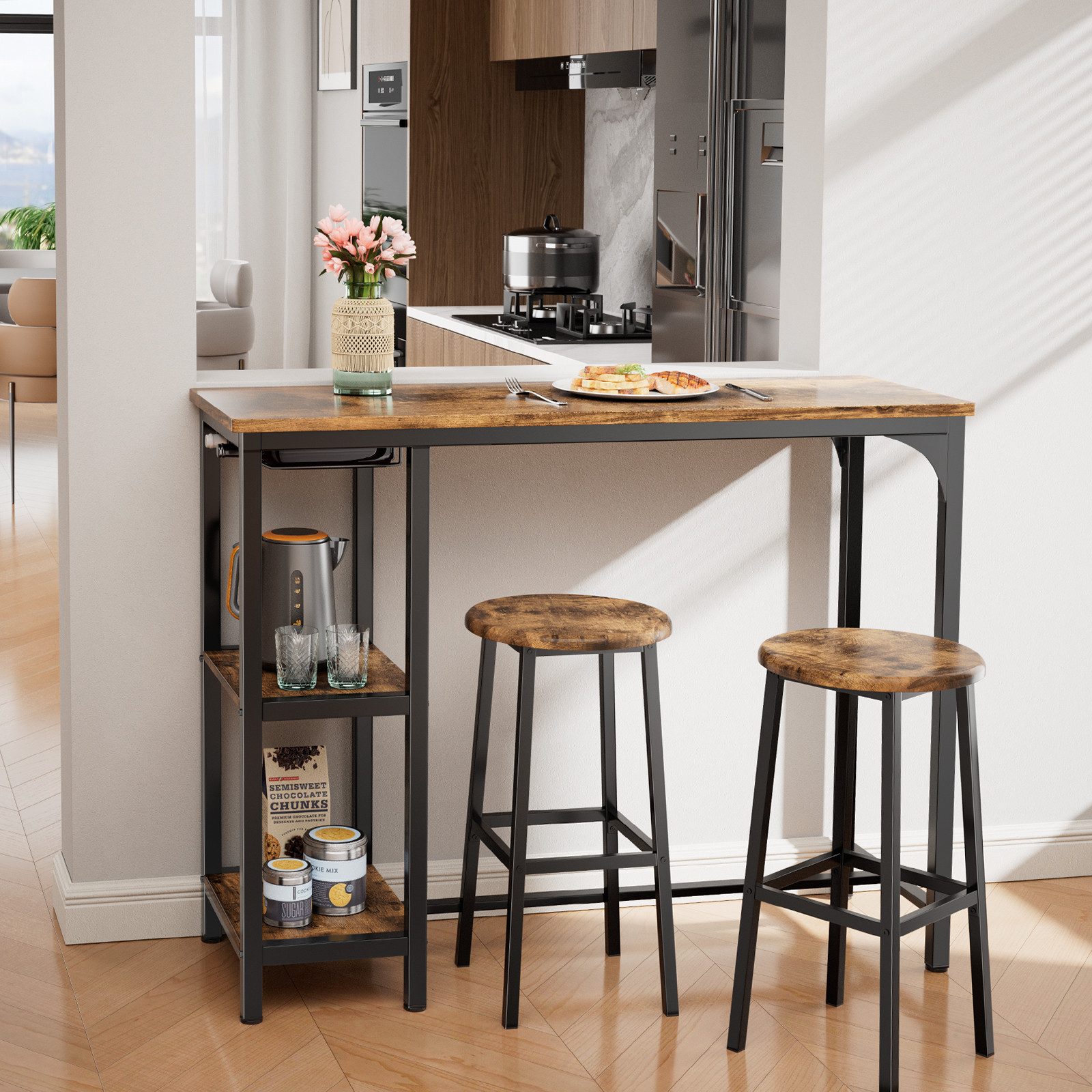 Bealife Essgruppe Esstisch mit 2 Stühlen, 3-tlg Bartisch,Küchentisch für Kü günstig online kaufen