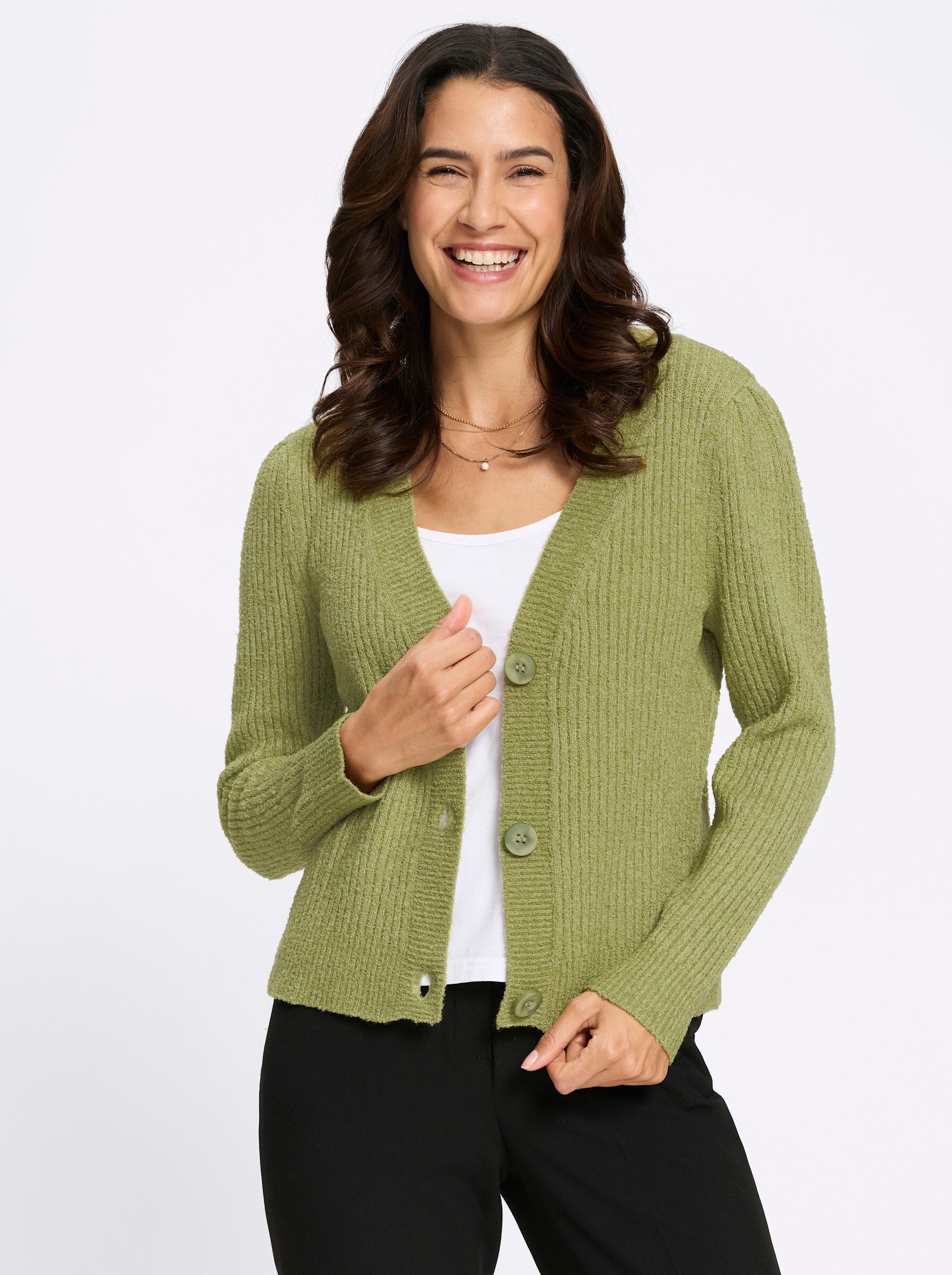Strickjacke Strickjacke Langarm Rippoptik