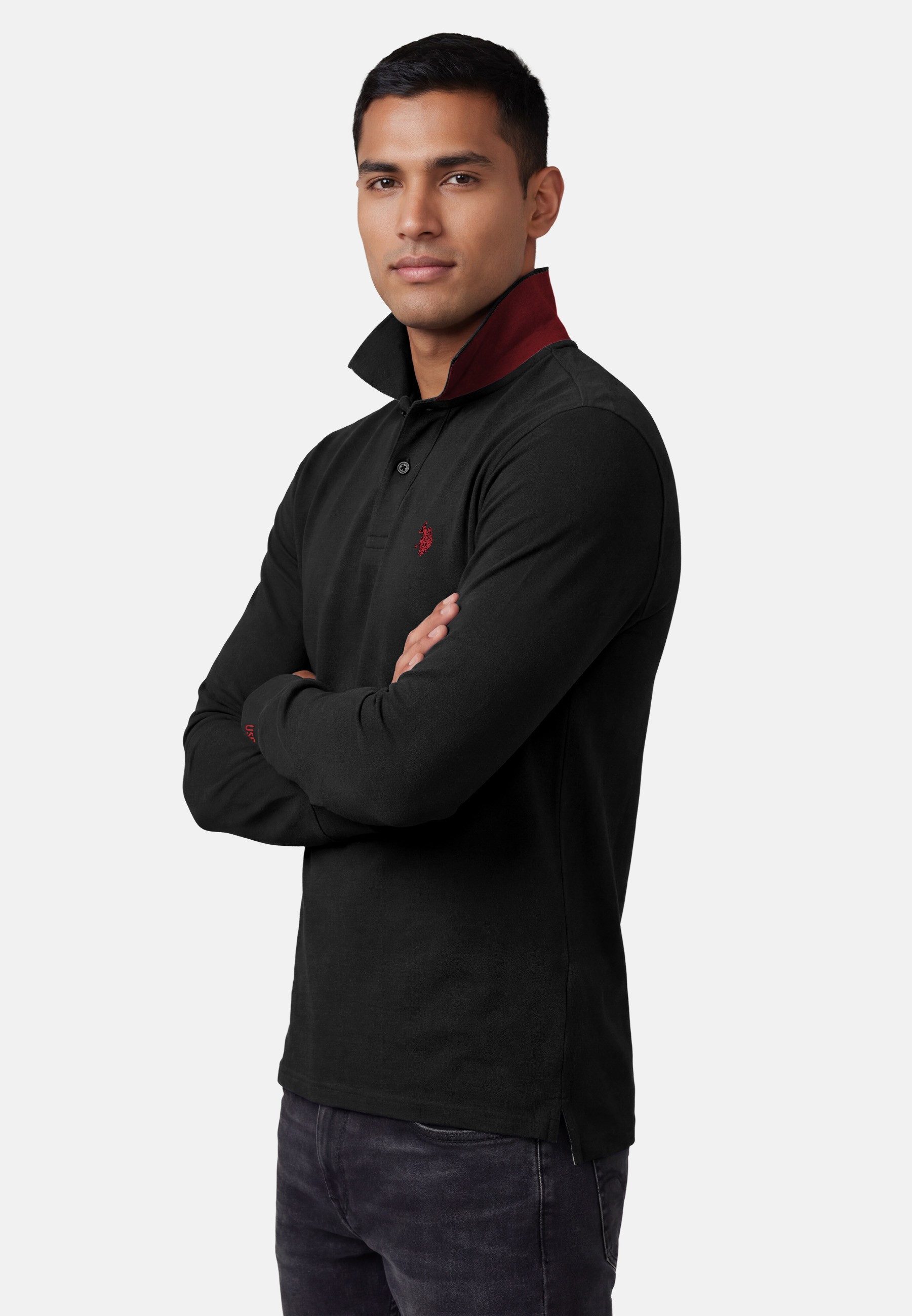 U.S. Polo Assn. Longsleeve USJayson – Herren Langarm Poloshirt mit Logo-Sti günstig online kaufen