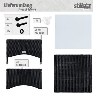 STILISTA Beistelltisch Gartentisch Balkontisch Loungetisch Kaffeetisch, Eckig, Glas Tischplatte, Polyrattan, Modell- und Farbwahl