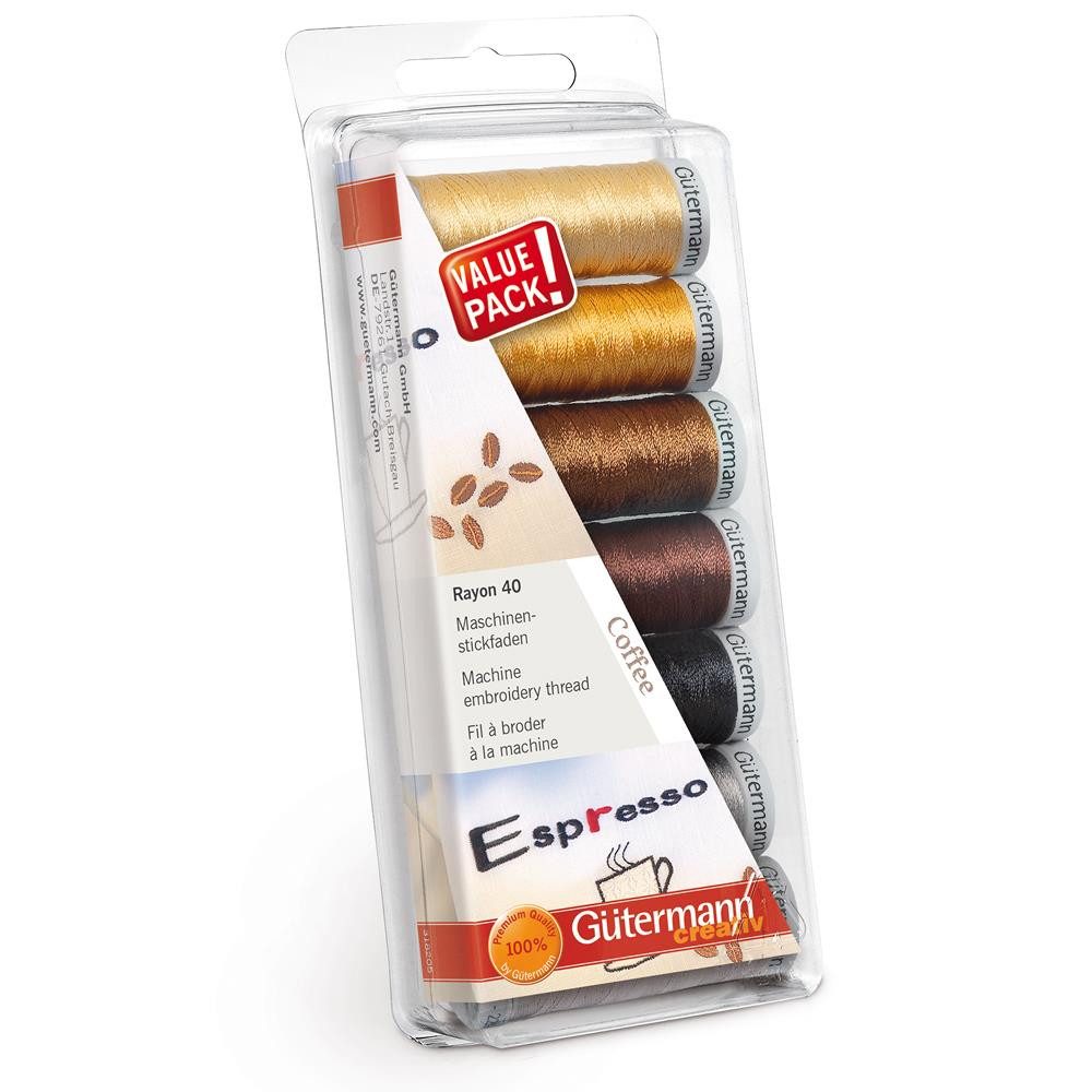 Gütermann Gütermann Stickfaden-Set Rayon 40 7x200m Col.5 Coffee Nähgarn