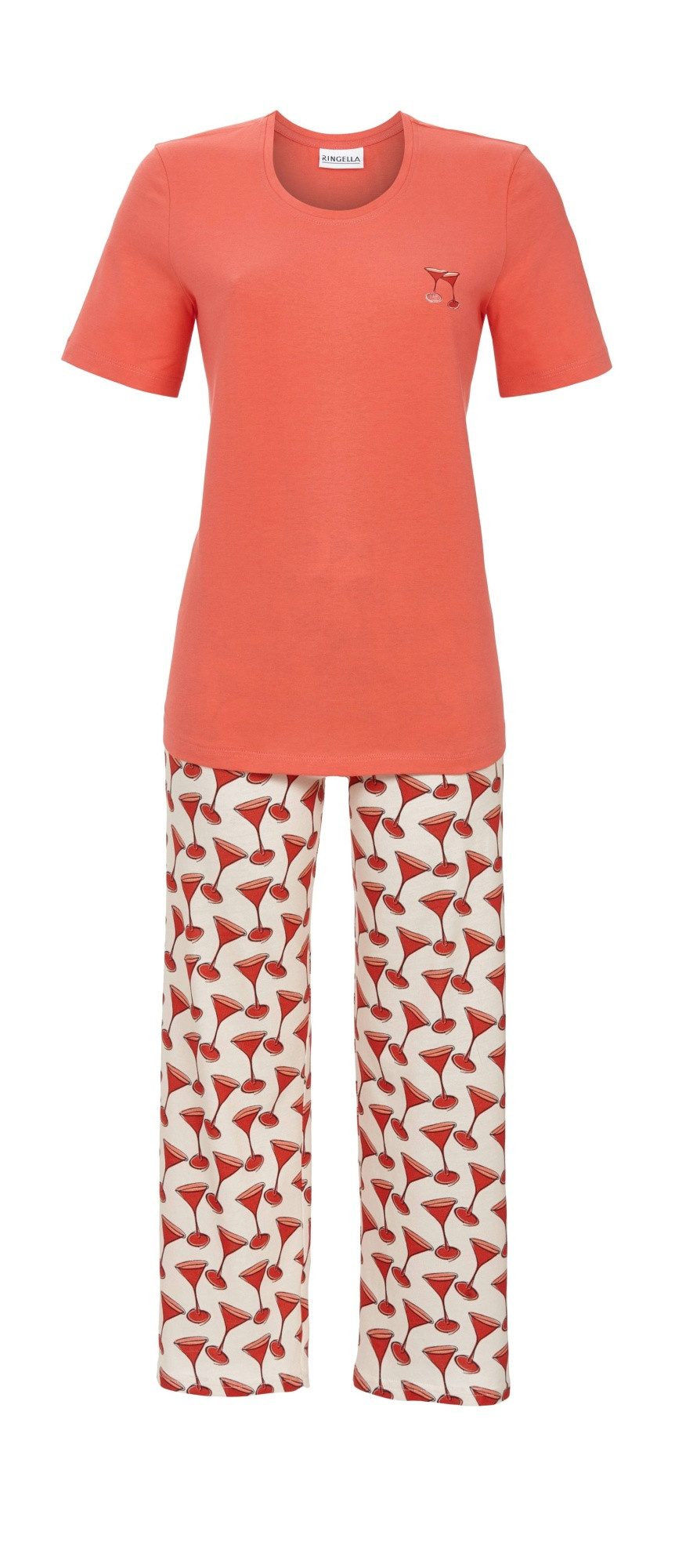Ringella Pyjama - Kurzarm Schlafanzug mit 7/8 Hose und Motivdruck (2 tlg) 50% Baumwolle 50% Modal