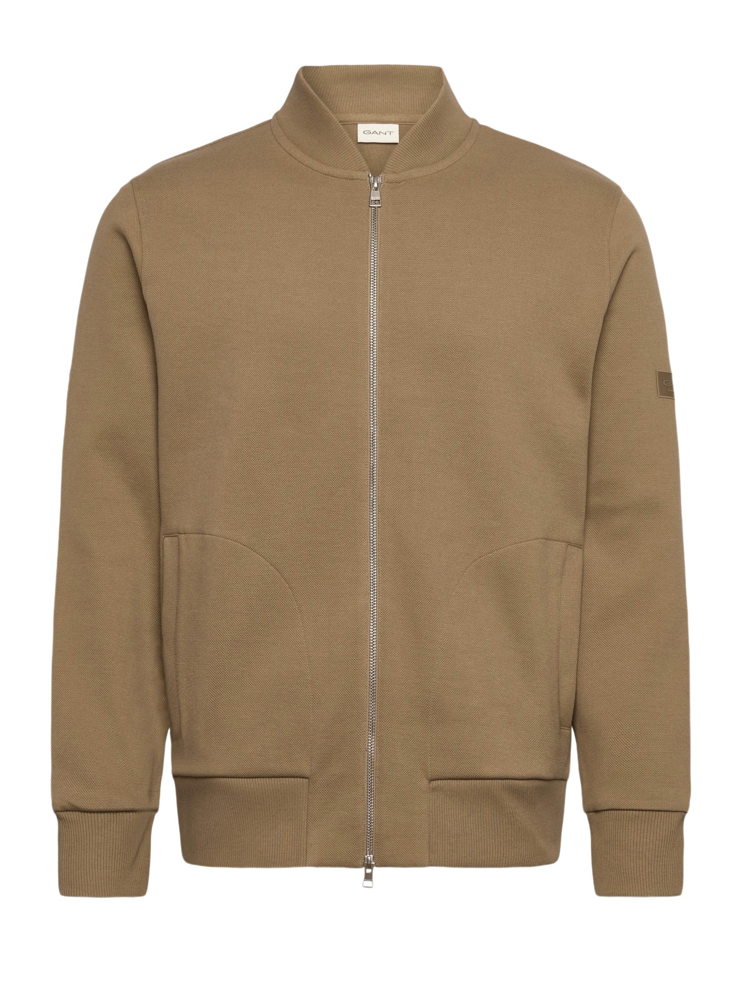 Gant Sweatjacke braun,Freizeit,Baumwolle,Unifarben,Collegekragen,Lang,Regular Fit