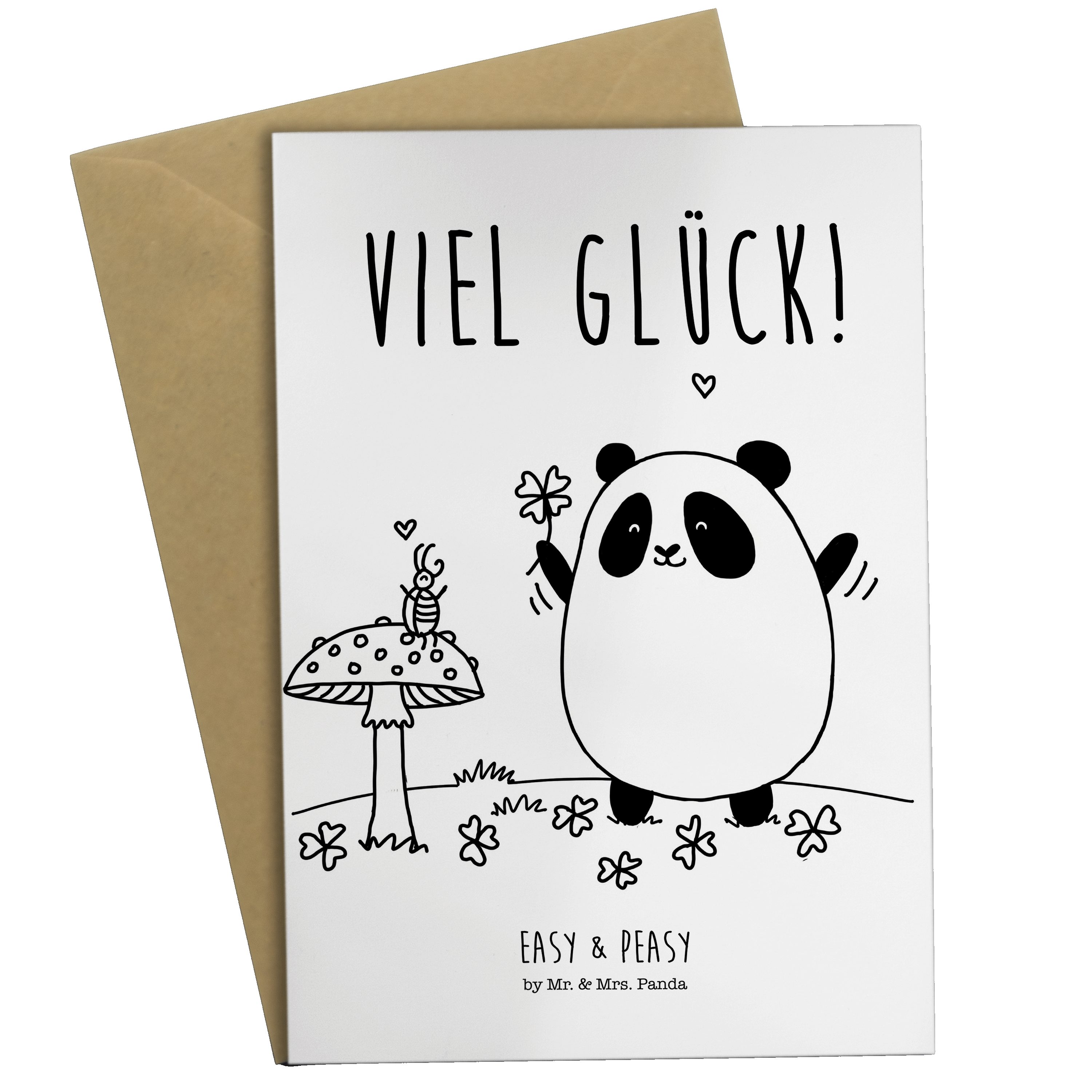 Panda Peasy - & Grußkarte Mr. Weiß Easy - Geschenk, Karte, Mrs. Geburts Klappkarte, & Glück Viel