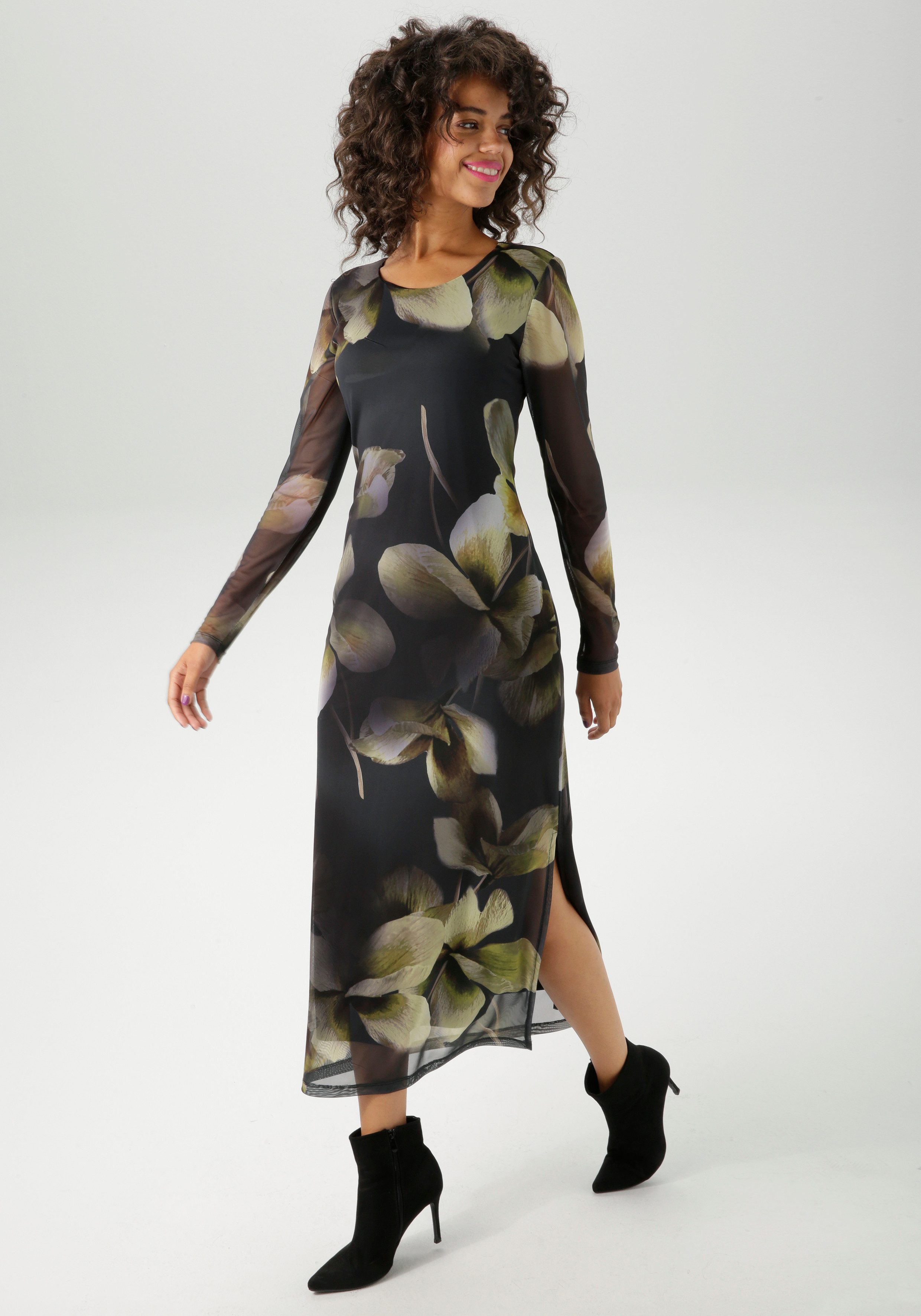 Aniston CASUAL Maxikleid mit großflächigen Batik-Blüten günstig online kaufen
