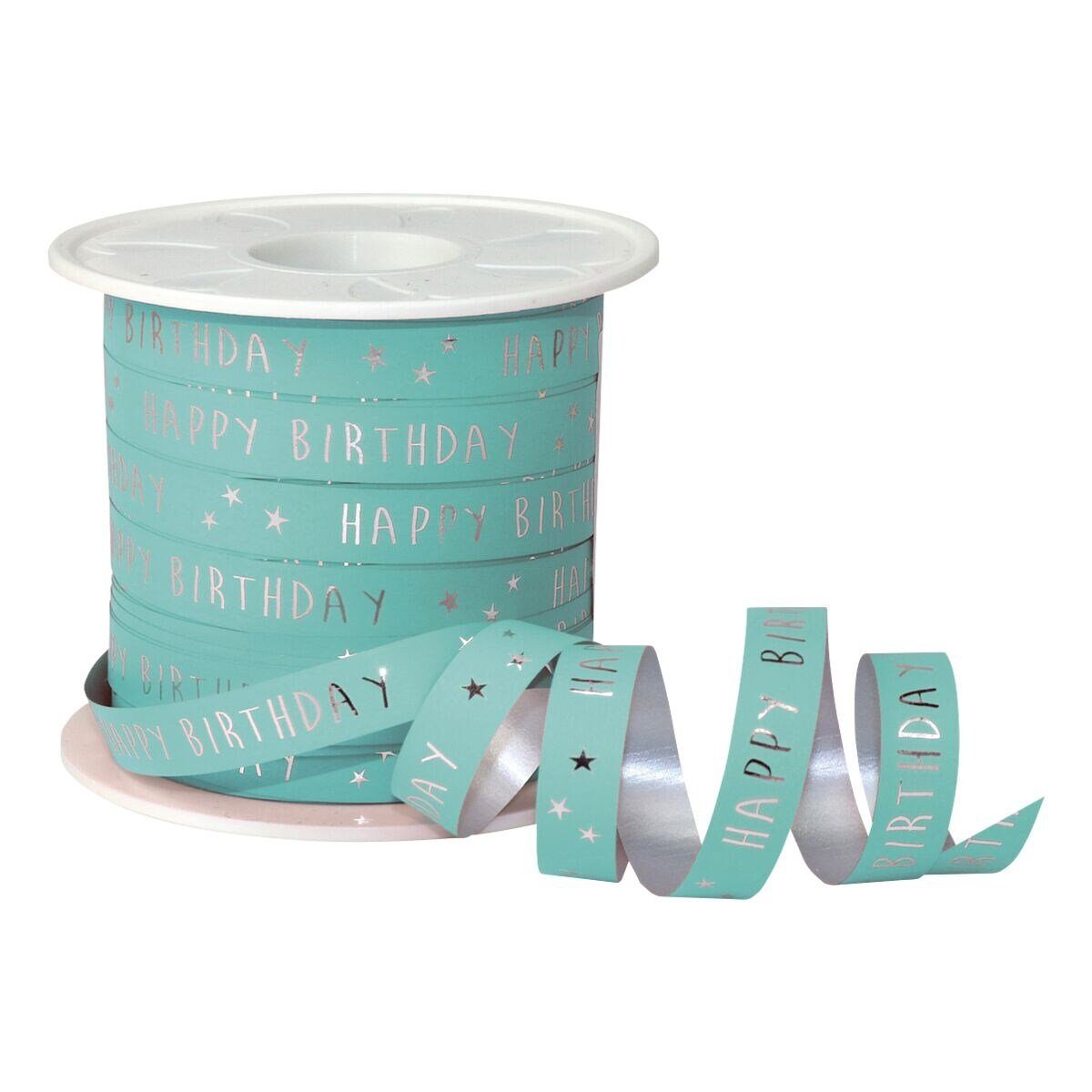 PRÄSENT Geschenkband Birthday, 10 mm x 100 m, Ringelband
