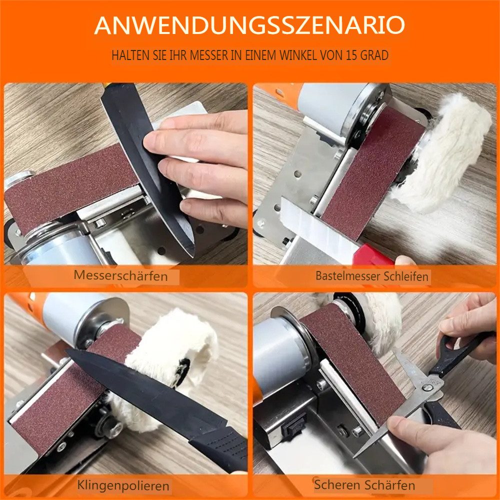 Insma Bandschleifer Mini Elektrischer Schleifmaschine für die Holzbearbeitung, Bandschleifer und Messerschärfer mit Doppelfunktion