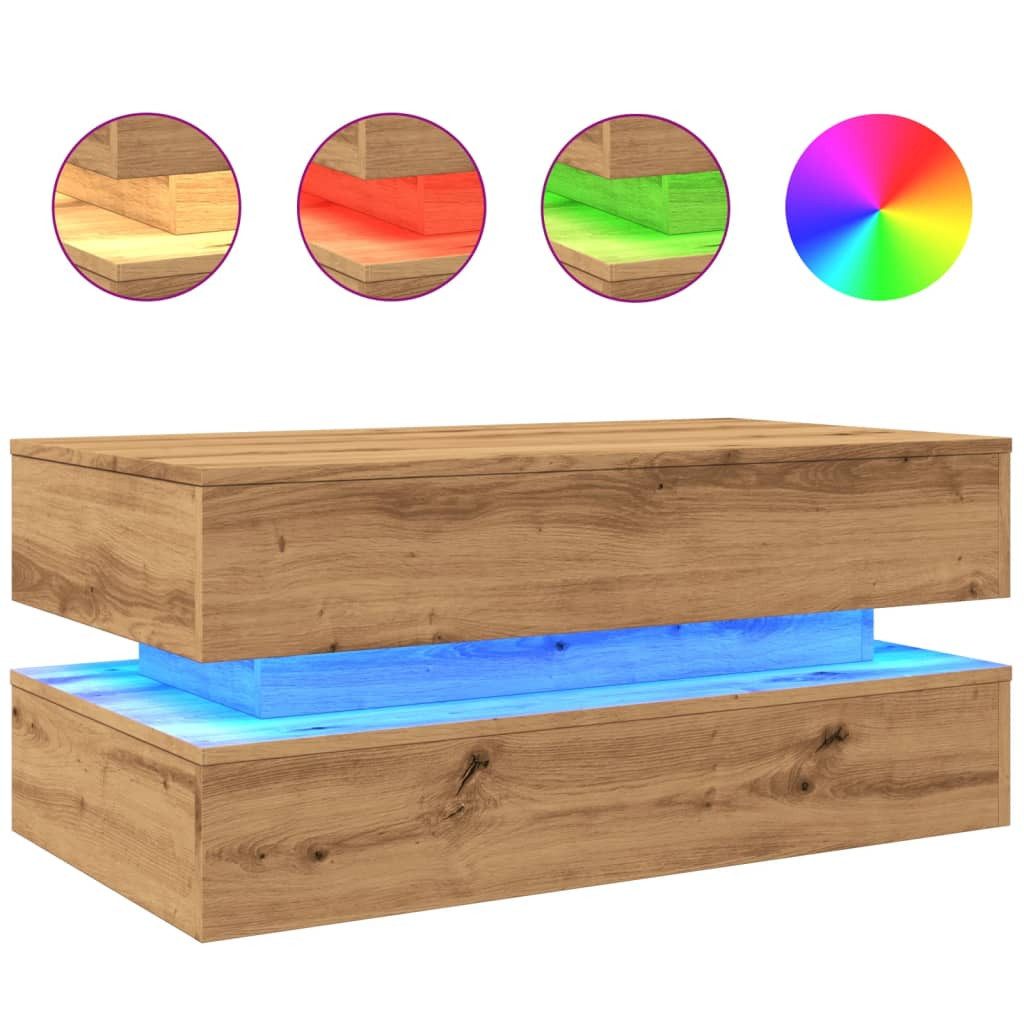 vidaXL Couchtisch, Couchtisch mit LED-Leuchten Artisan-Eiche günstig online kaufen