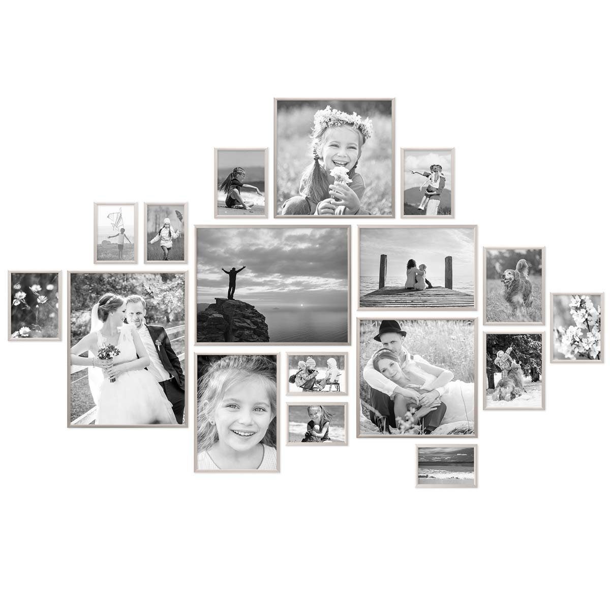 PHOTOLINI Bilderrahmen 17er Set Aluminium Modern günstig online kaufen