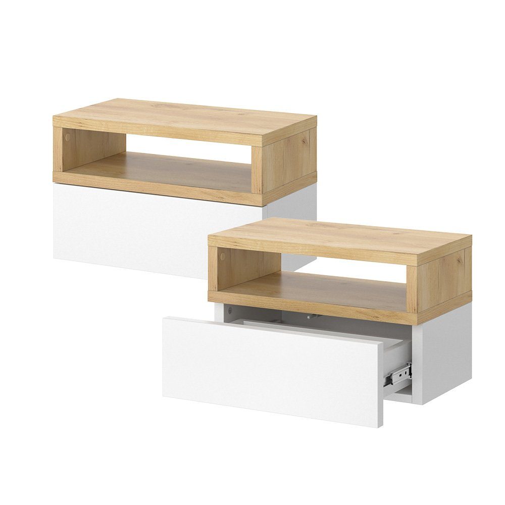 Braun URBANO cm Vicco Nachtschrank Bettkommode 45 Weiß/Goldkraft