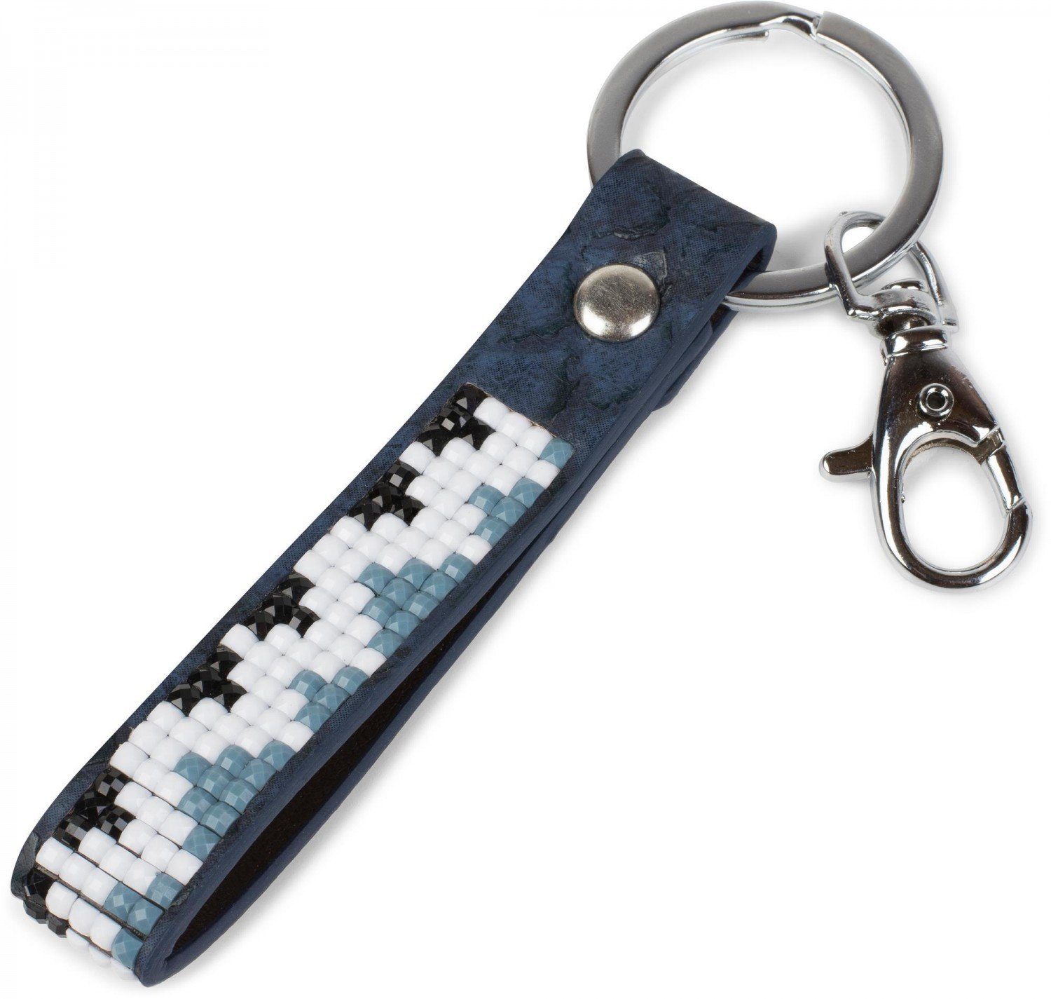 Dunkelblau Tetris Look Schlüsselanhänger (1-tlg), Schlüsselanhänger im Steinen styleBREAKER mit
