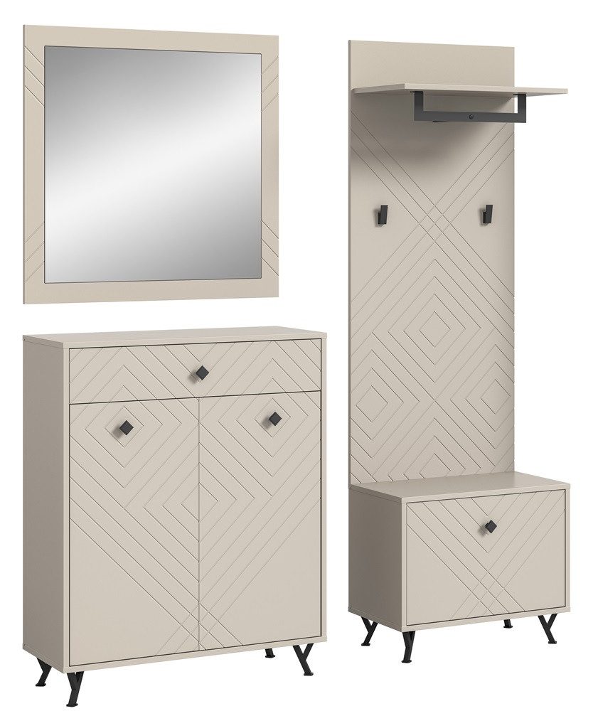 xonox.home Garderoben-Set Garderoben-Set Notes, beige matt/sandfarben, 4-teilig, (5-St), Garderobenmöbel, Garderobenkombination beige
