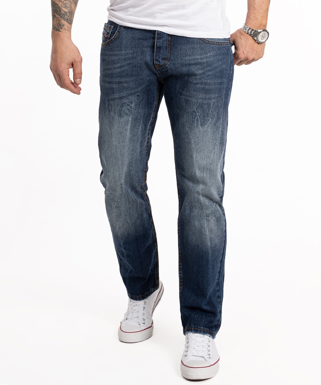 Rock Creek Regular-fit-Jeans Herren Jeans Stonewashed Blau RC-2357 | Straight-Fit Jeans