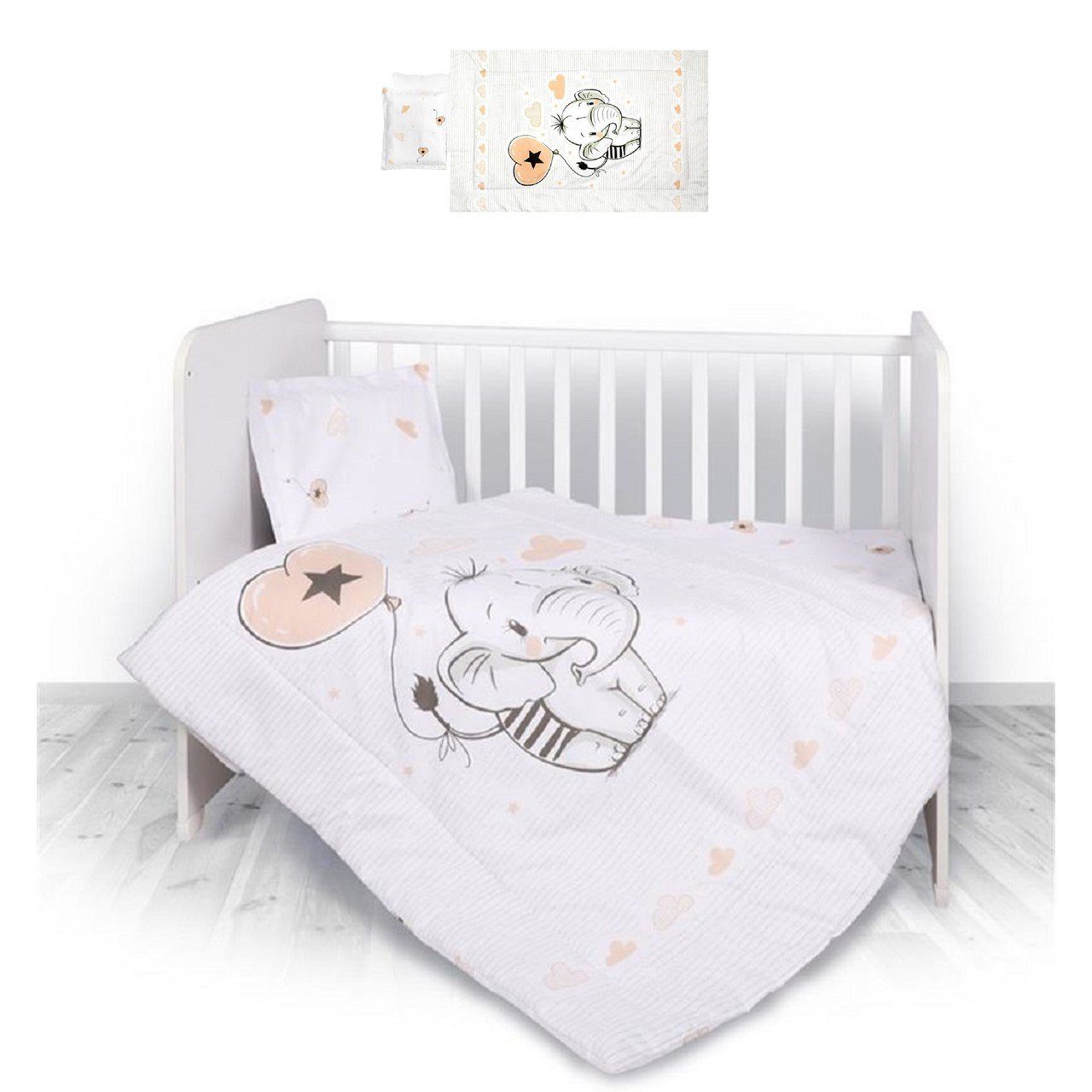 Magnolia ÖKO-TEX zertifiziert Doppelseitig Baby Bettwäsche 75x100 cm und Kissen 30x40cm Bellochi Multifunktional Baby Decke Set aus 100% Baumwolle 