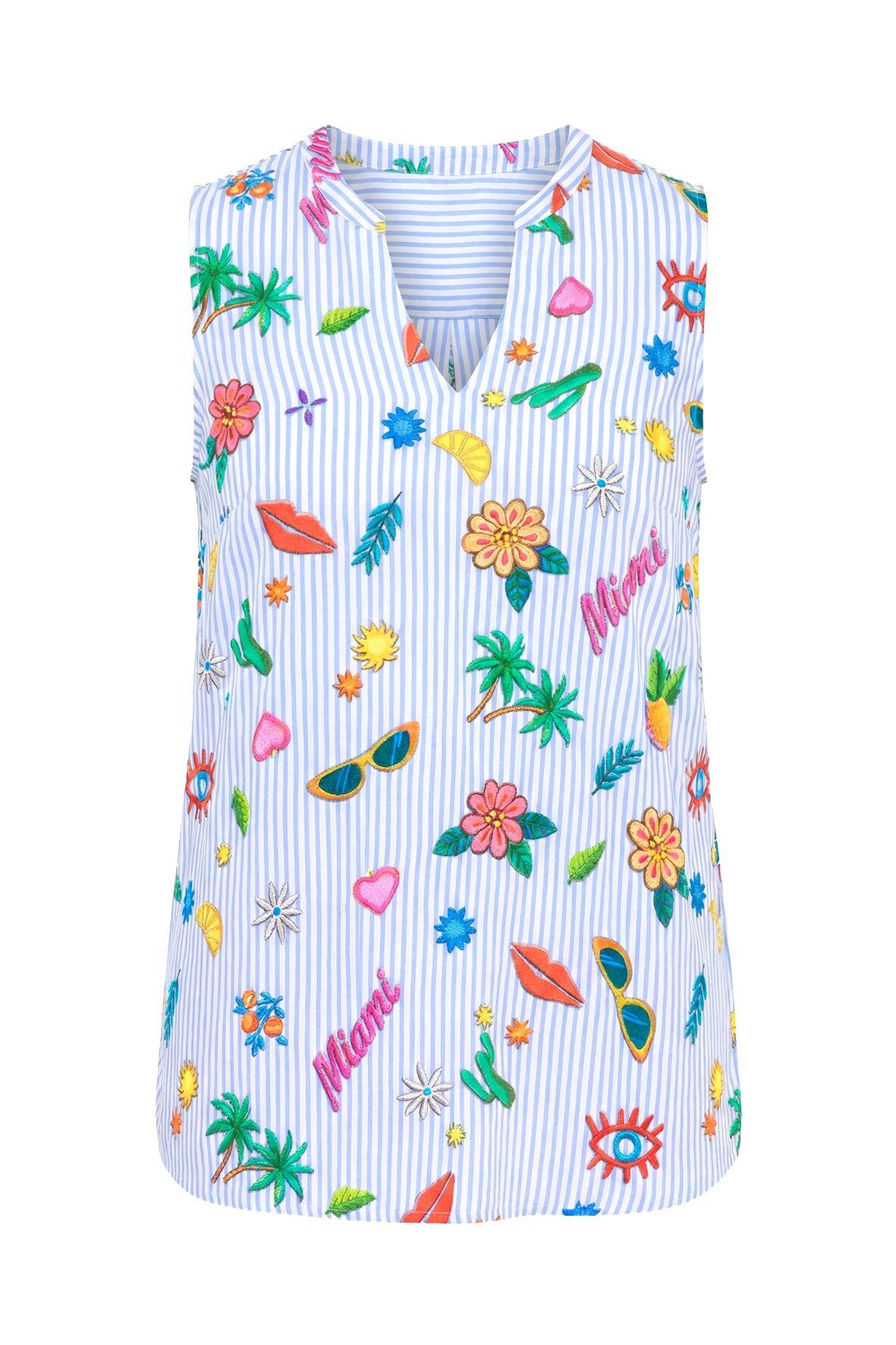 Spitzenbluse Blusentop ärmellos Sommer-Muster